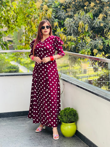 Wine Polka Dot Maxi