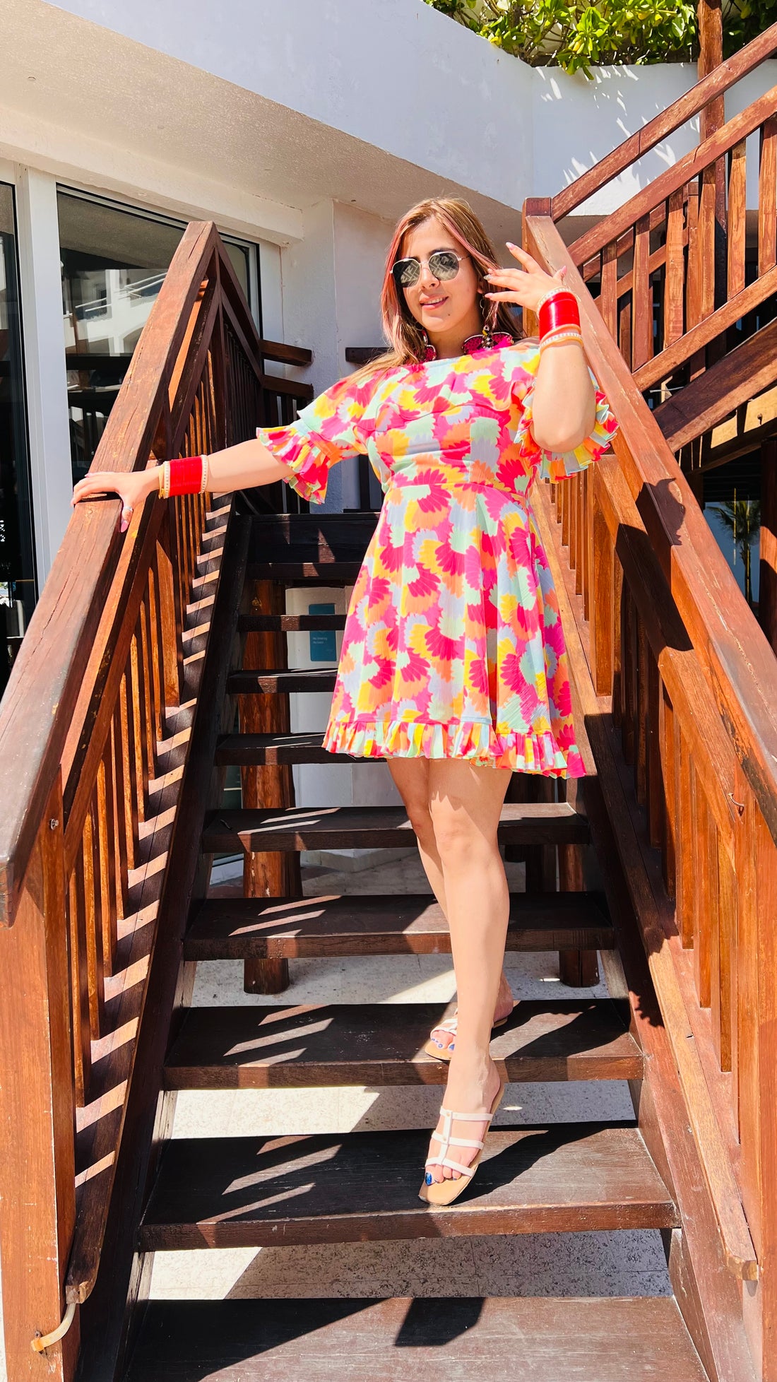 Pink Fish Fin Off Shoulder Dress