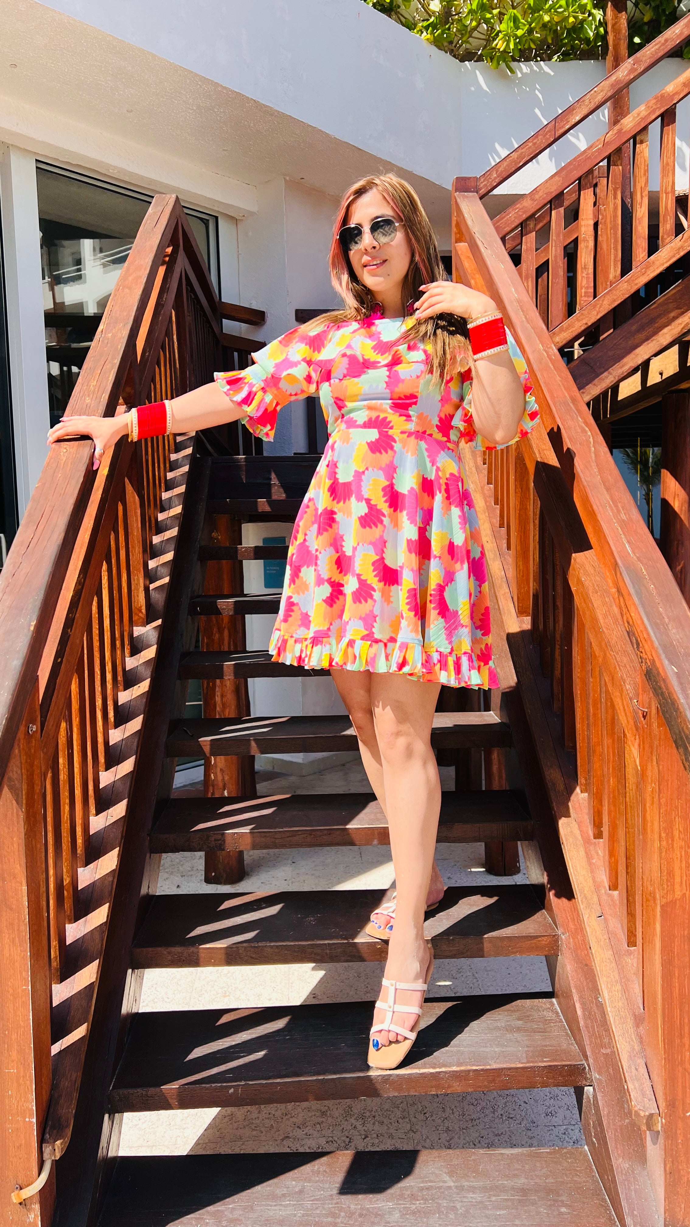 Pink Fish Fin Off Shoulder Dress