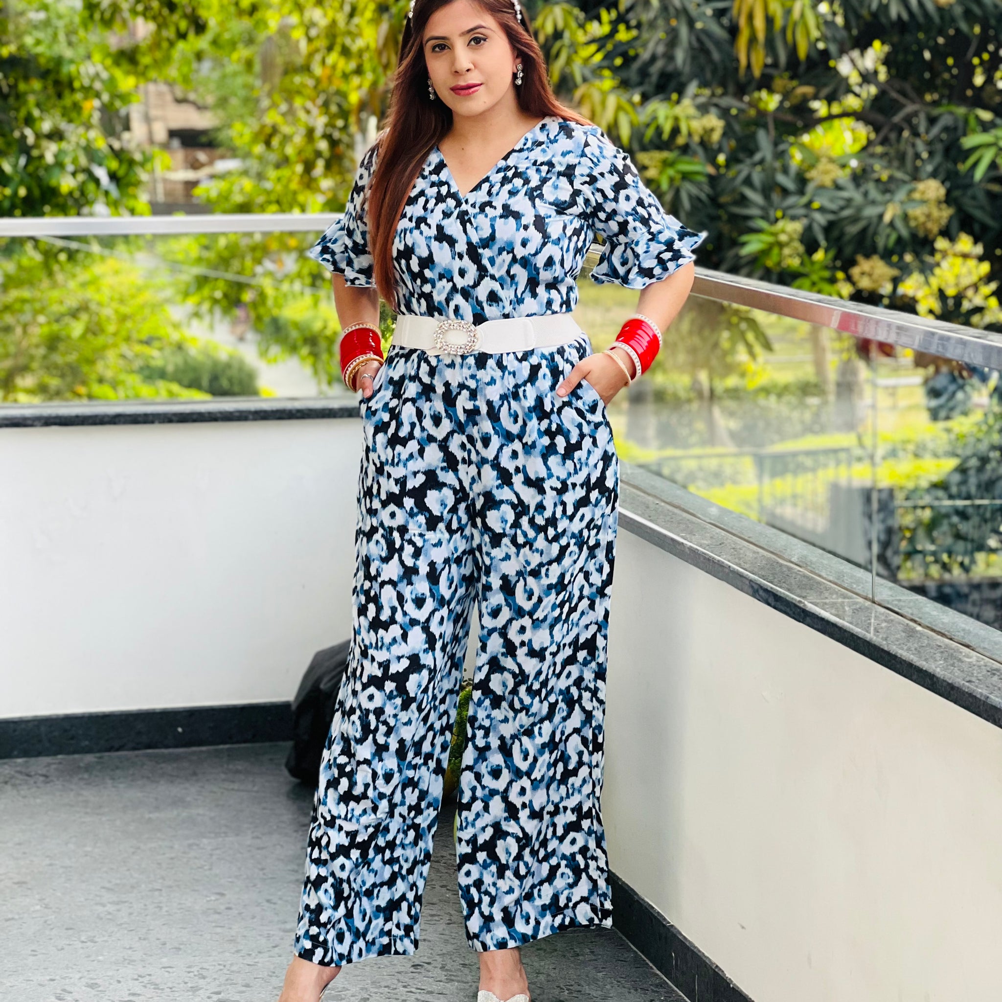 White & Blue Jumpsuit