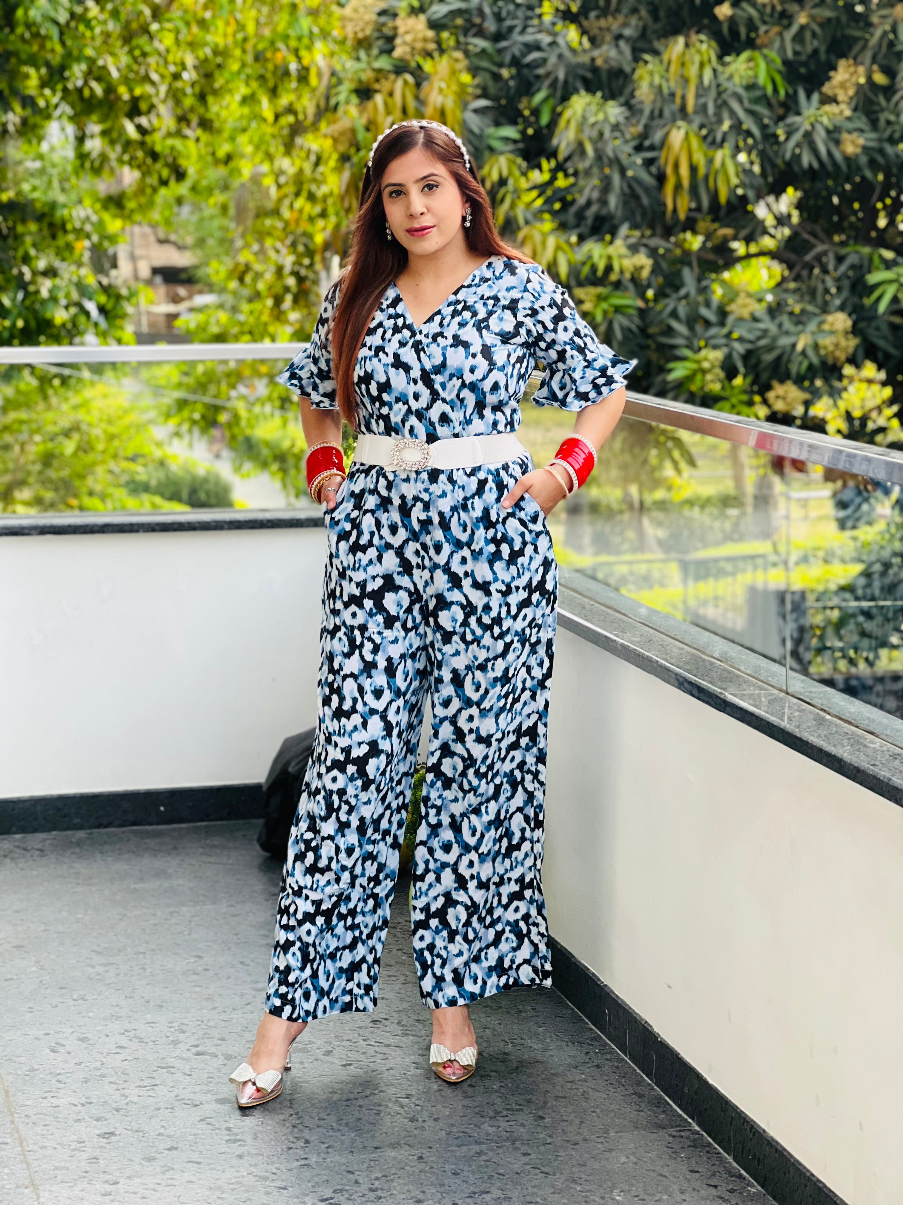 White & Blue Jumpsuit