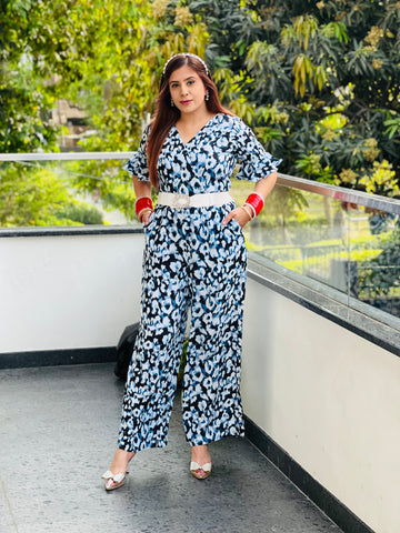White & Blue Jumpsuit