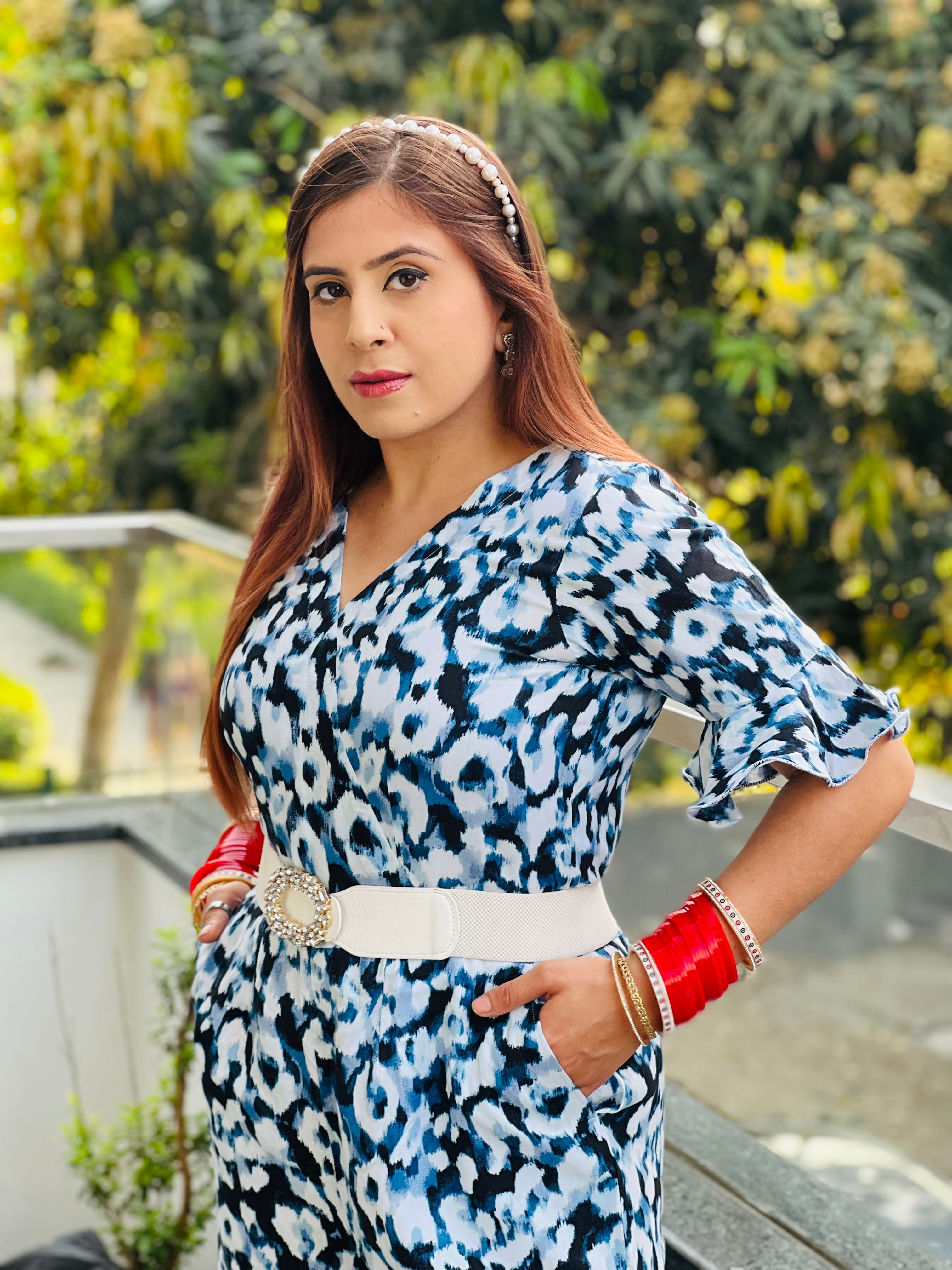 White & Blue Jumpsuit