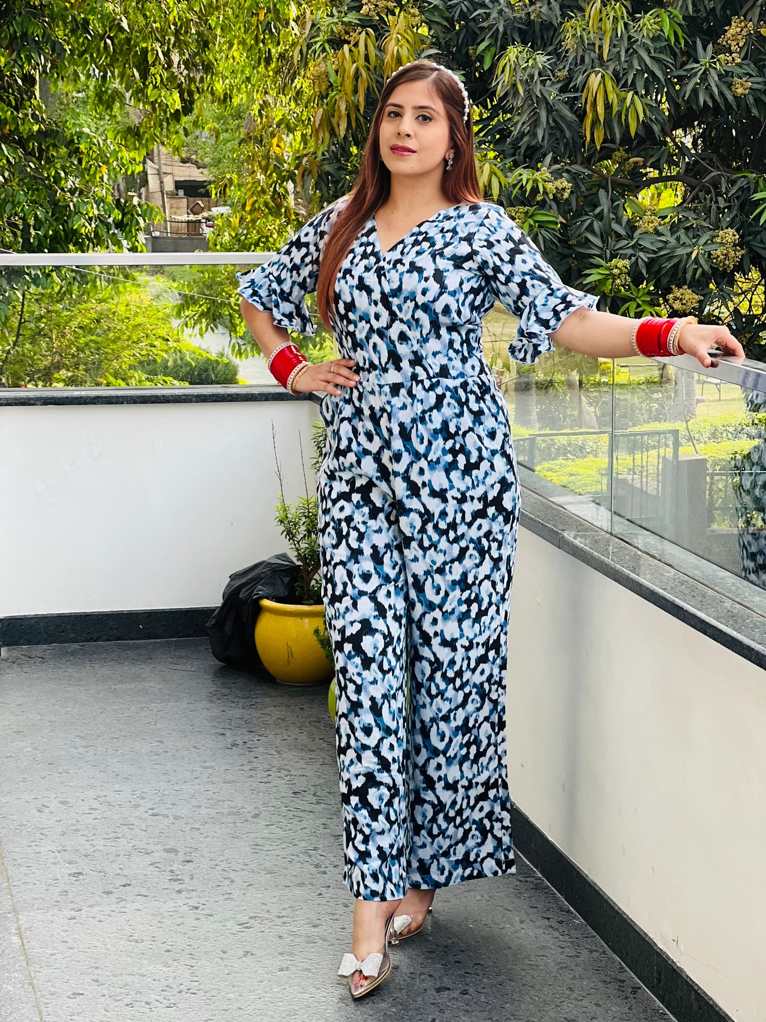 White & Blue Jumpsuit