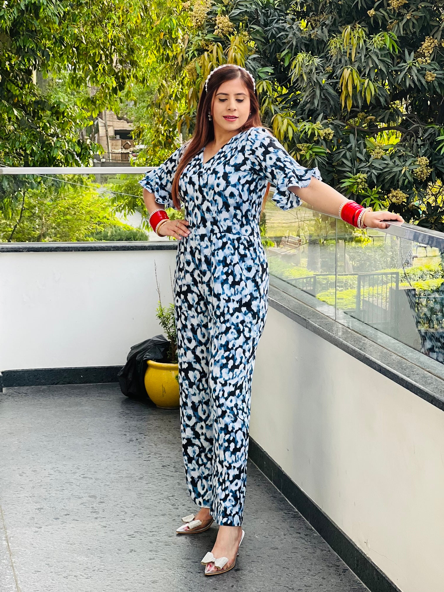 White & Blue Jumpsuit