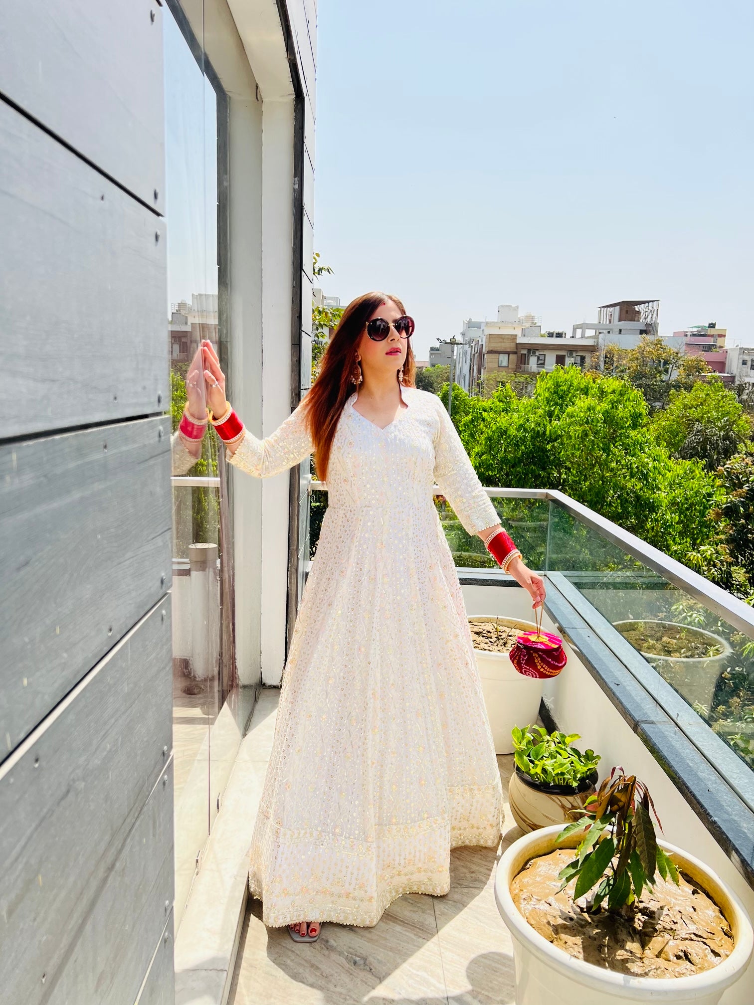 White Pure Chikankari Anarkali