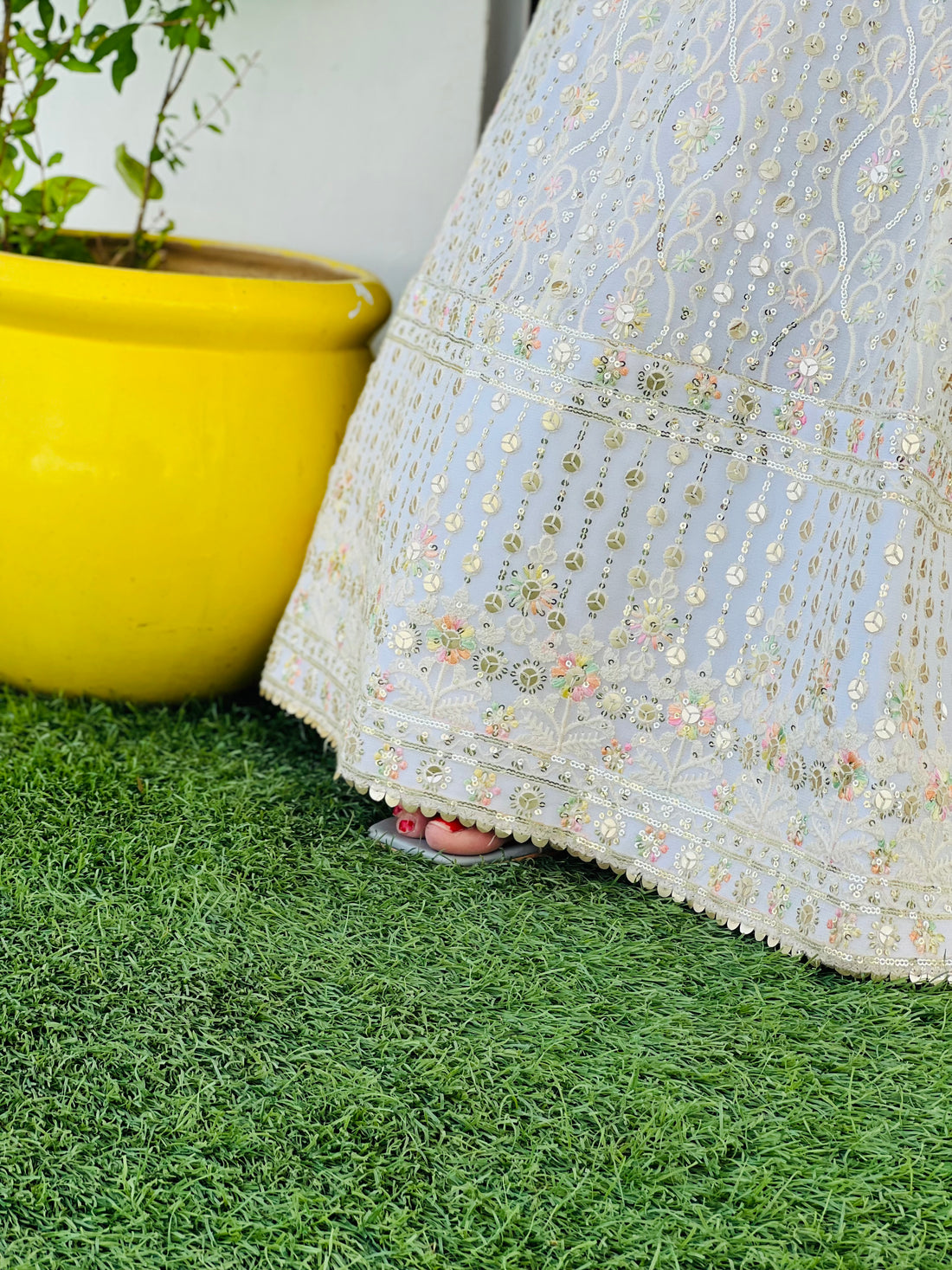 White Pure Chikankari Anarkali