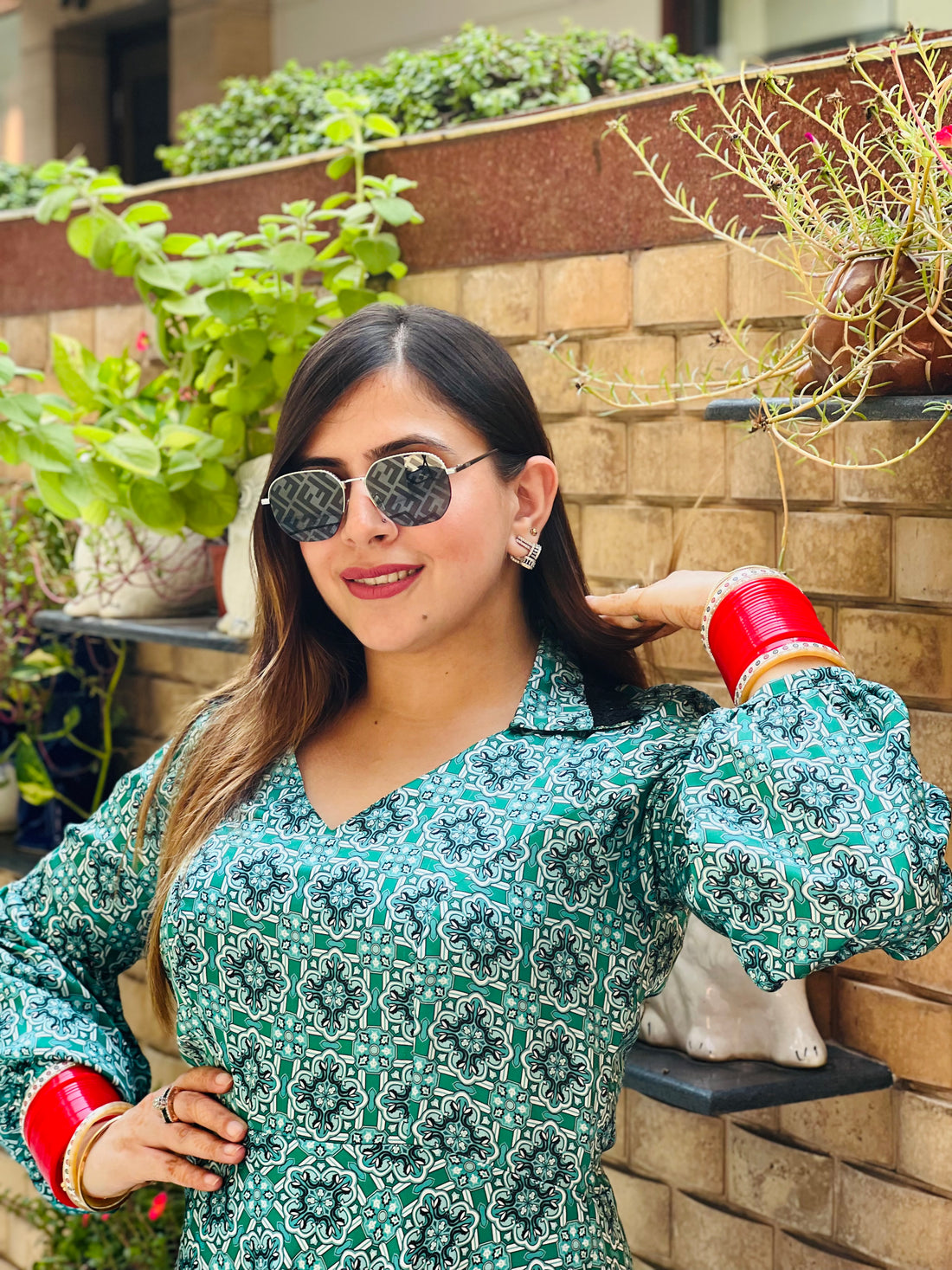 Teal Green Printed Maxi