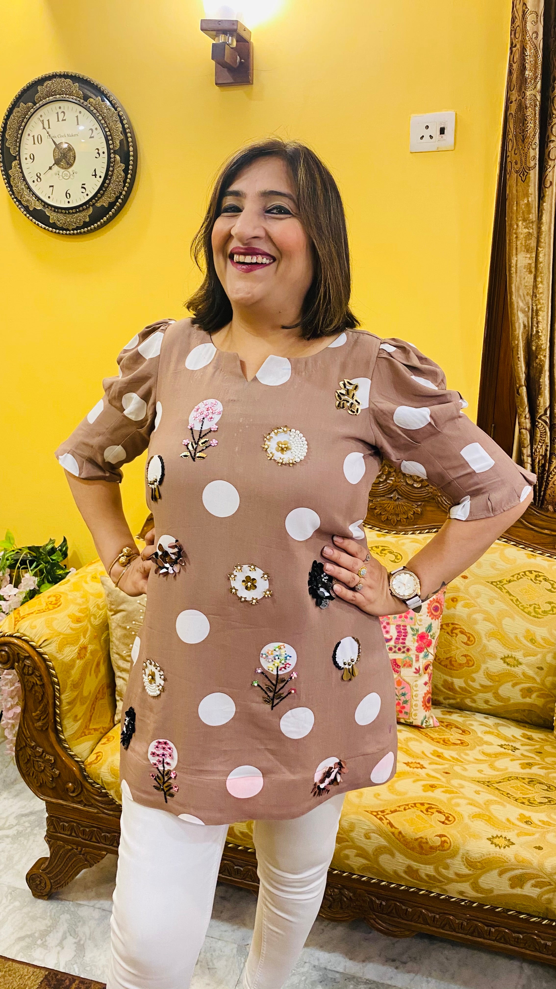 Hand Embroidered Polka Dot Top