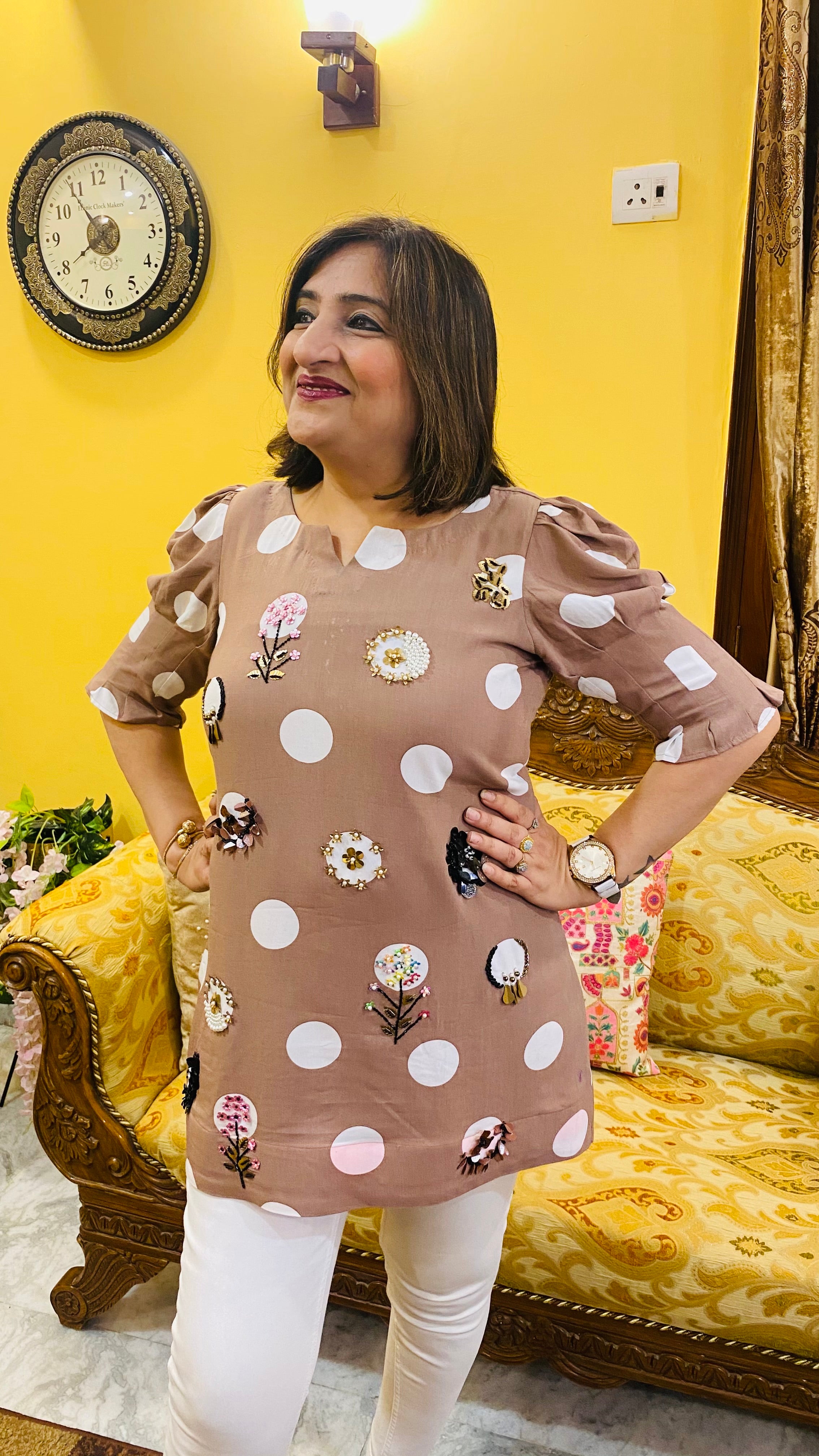 Hand Embroidered Polka Dot Top