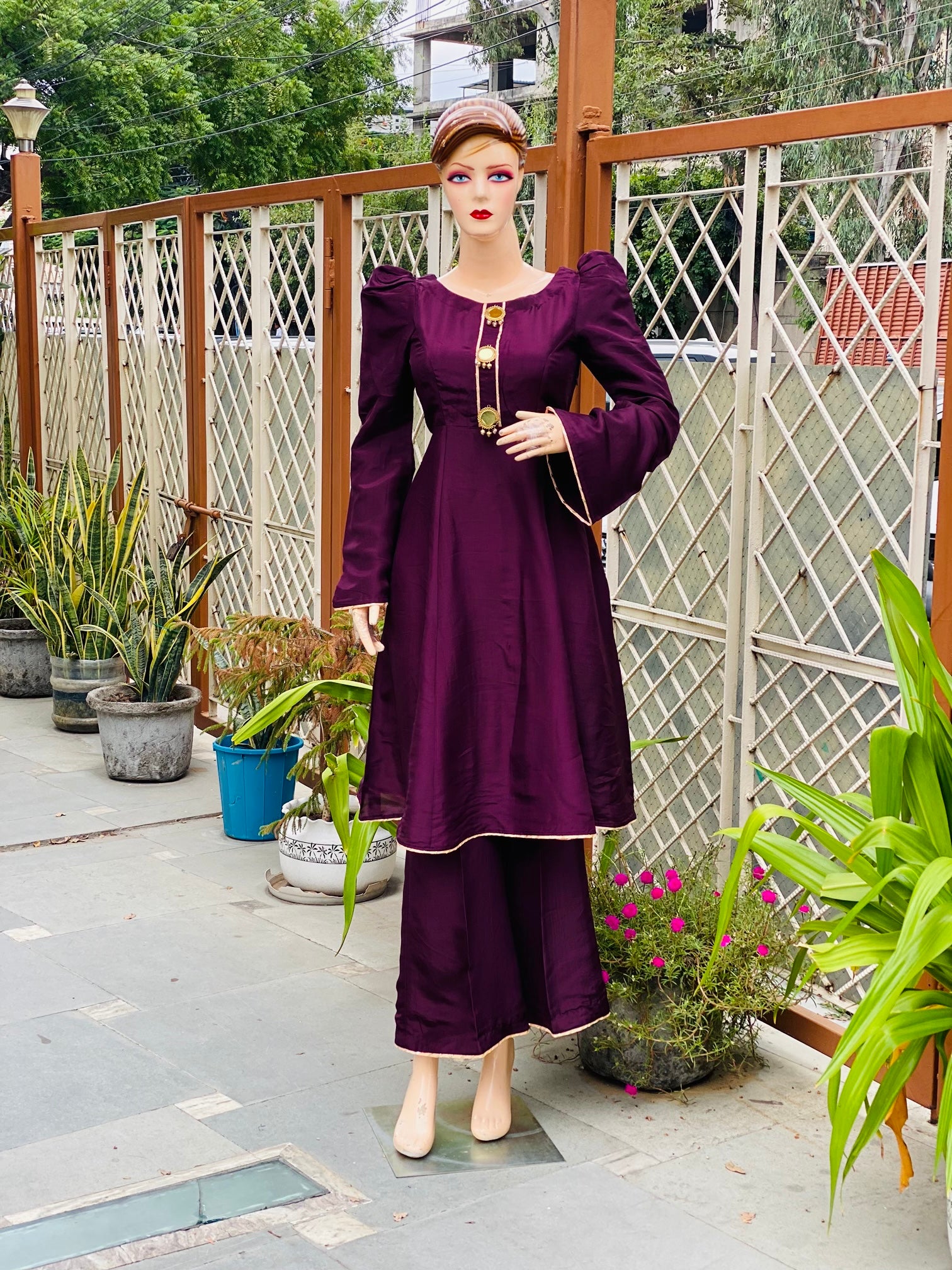 Dark Purple Silk Suit