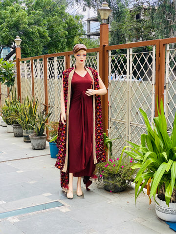 Brown Drape with Cape