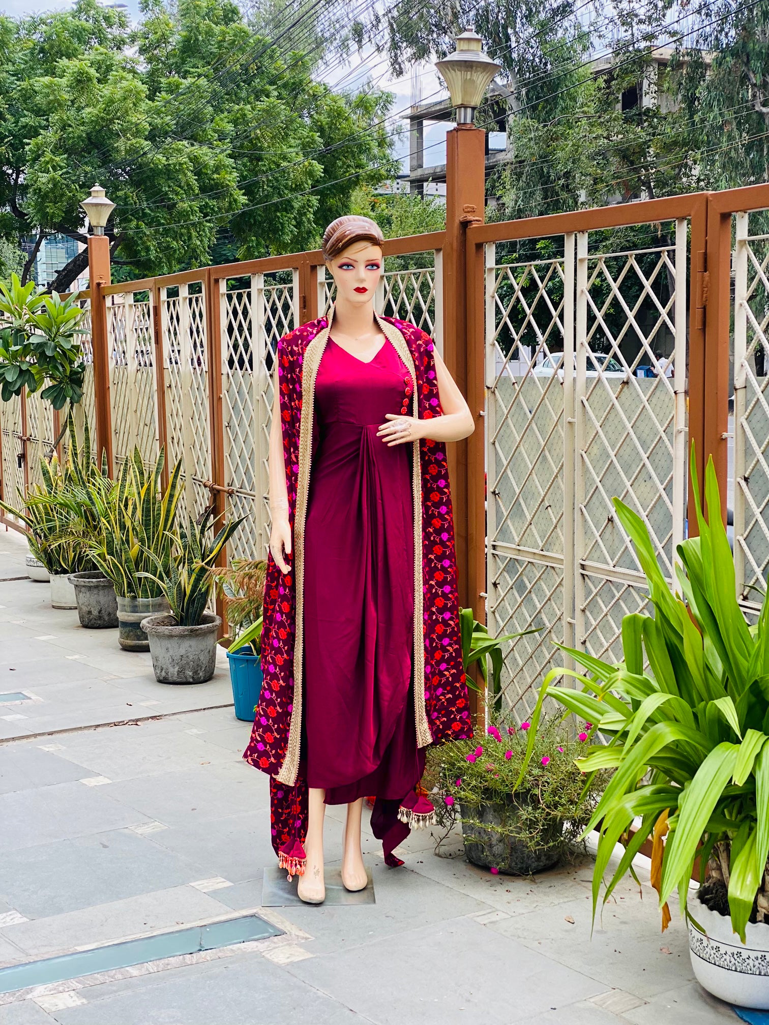 Maroon Drape with Cape