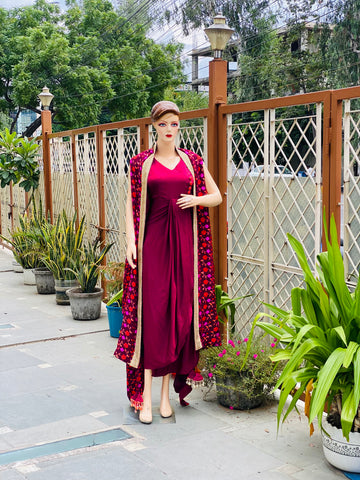 Maroon Drape with Cape