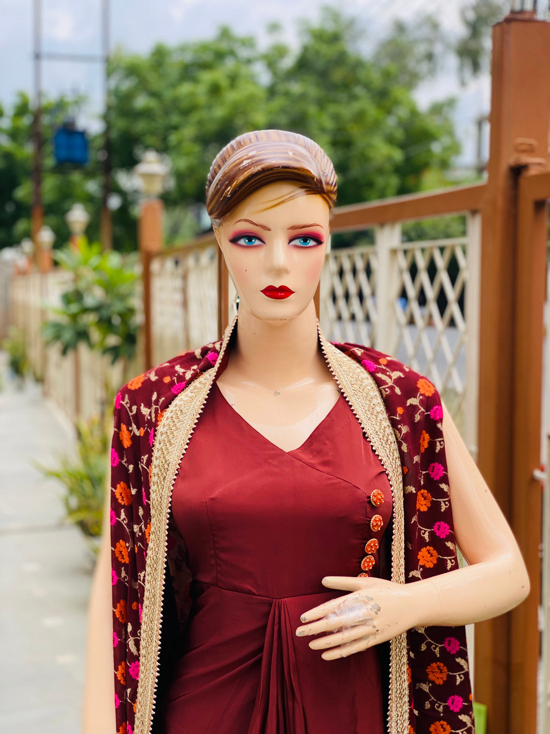 Brown Drape with Cape