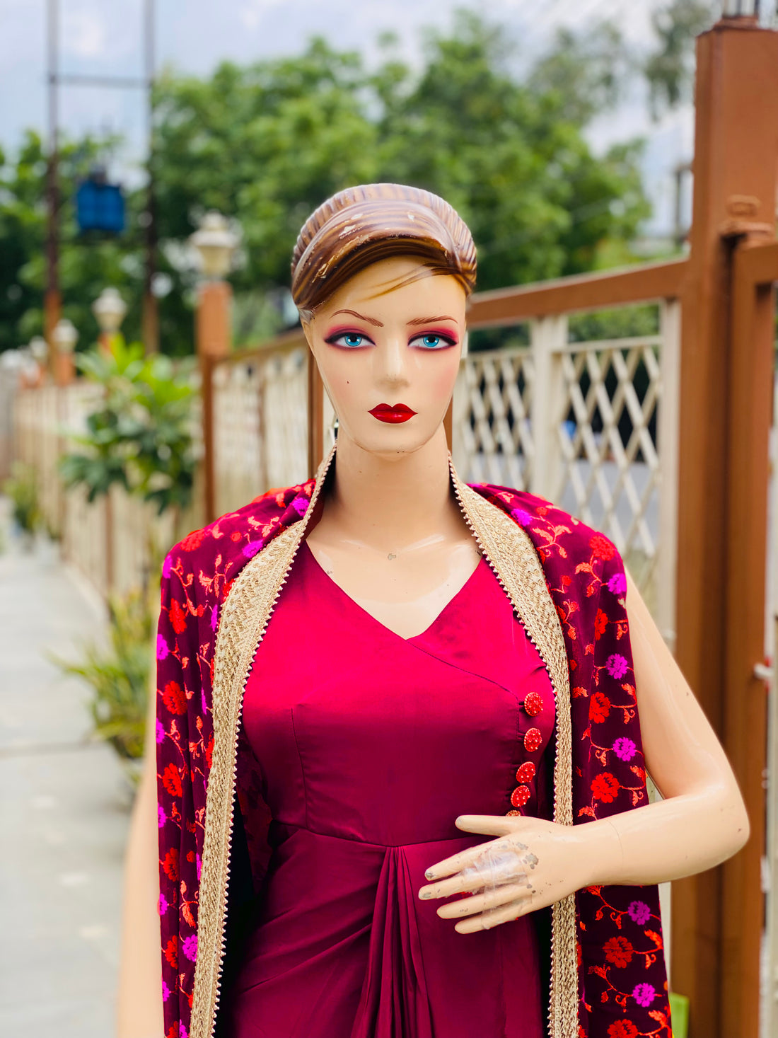 Maroon Drape with Cape