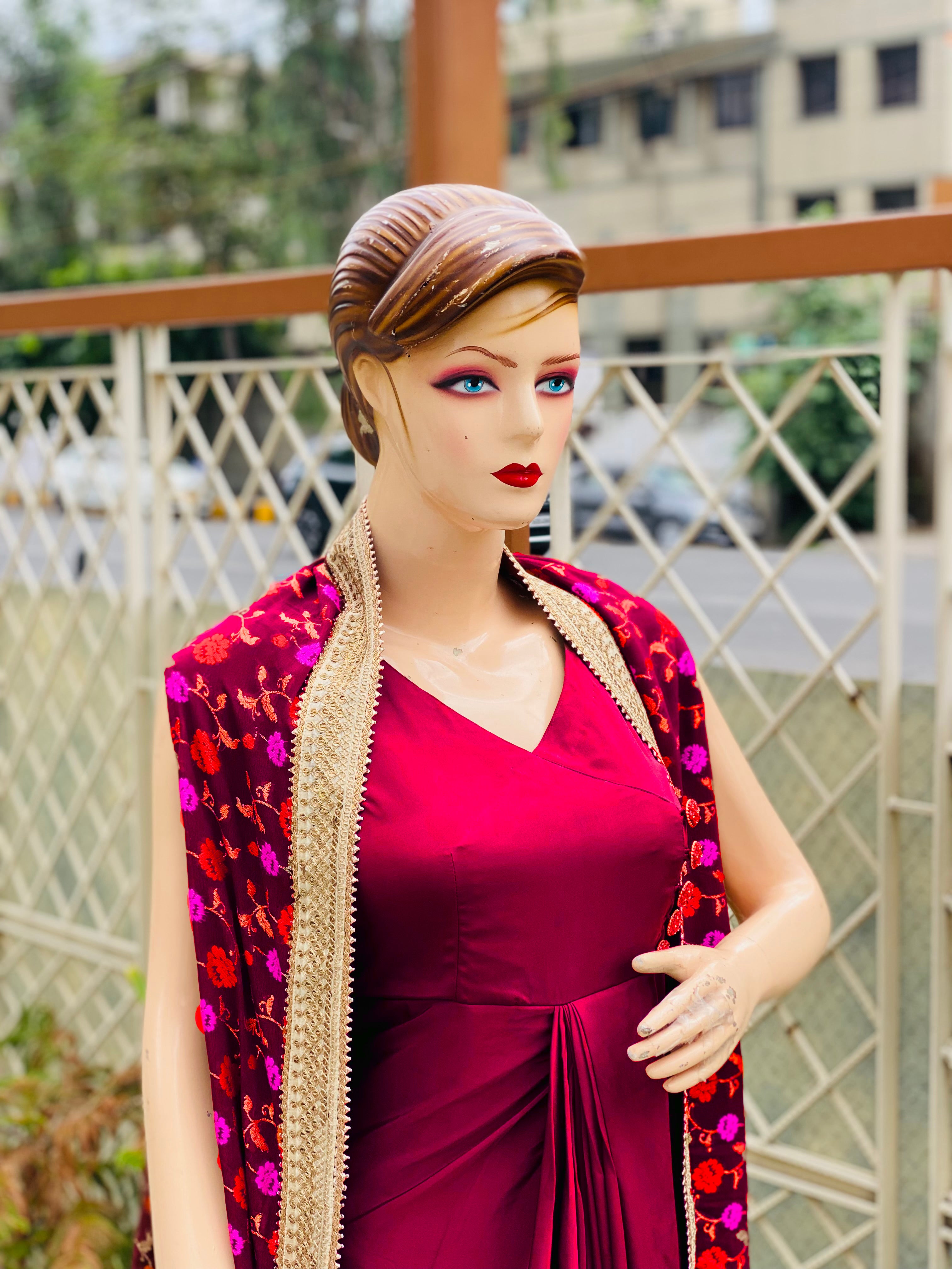 Maroon Drape with Cape