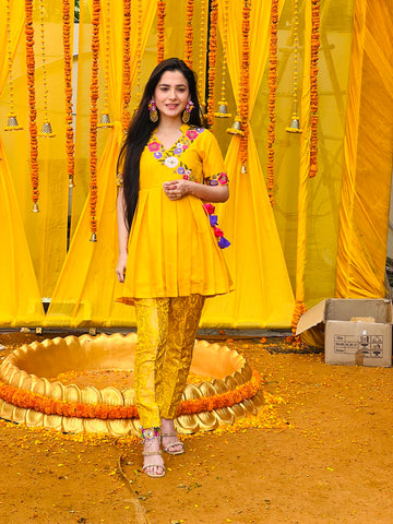 Yellow Raw Silk Suit