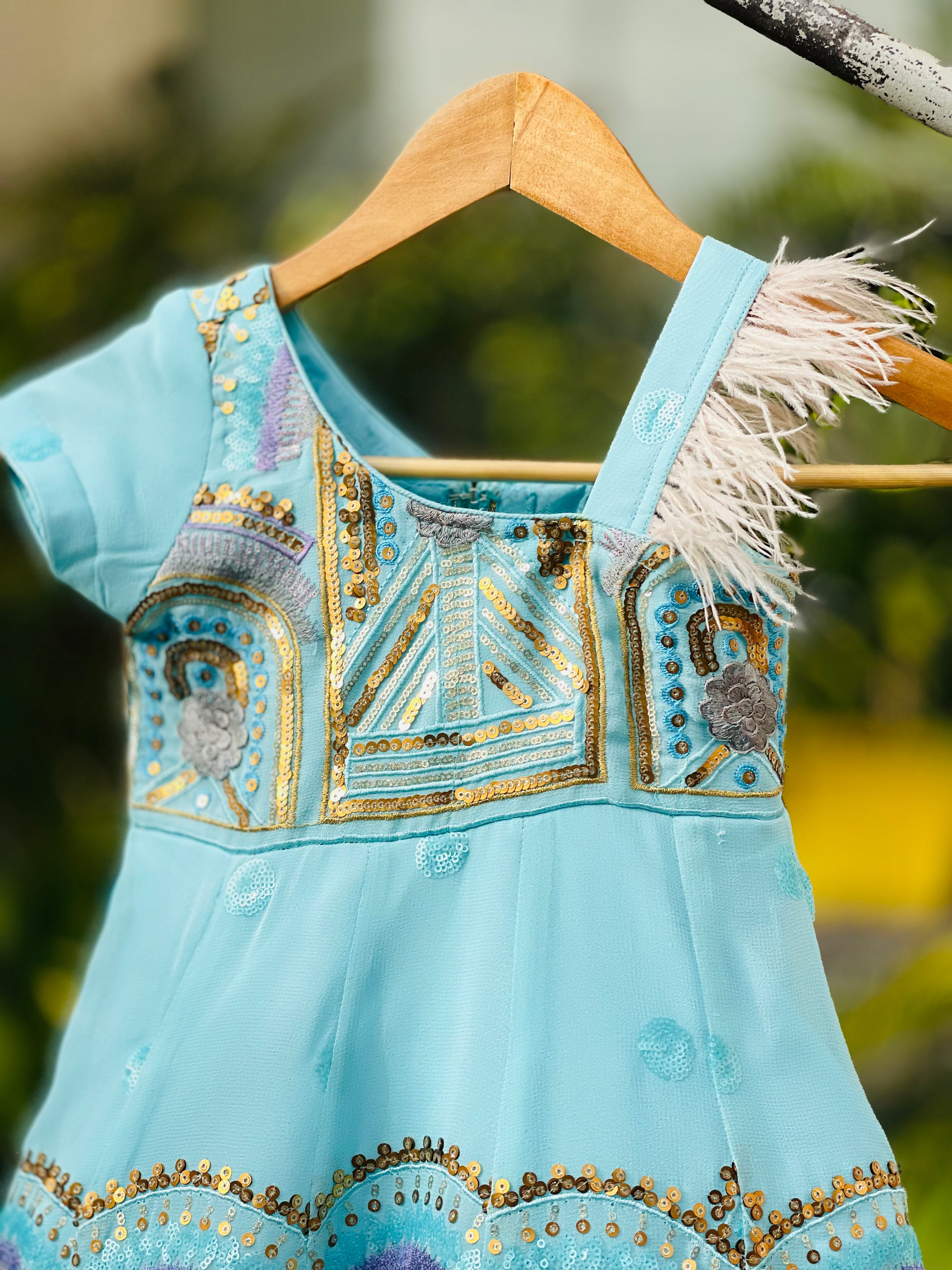 Sky Blue Kids Gown