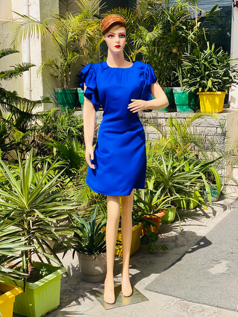 Royal Blue Solid Designer Dress