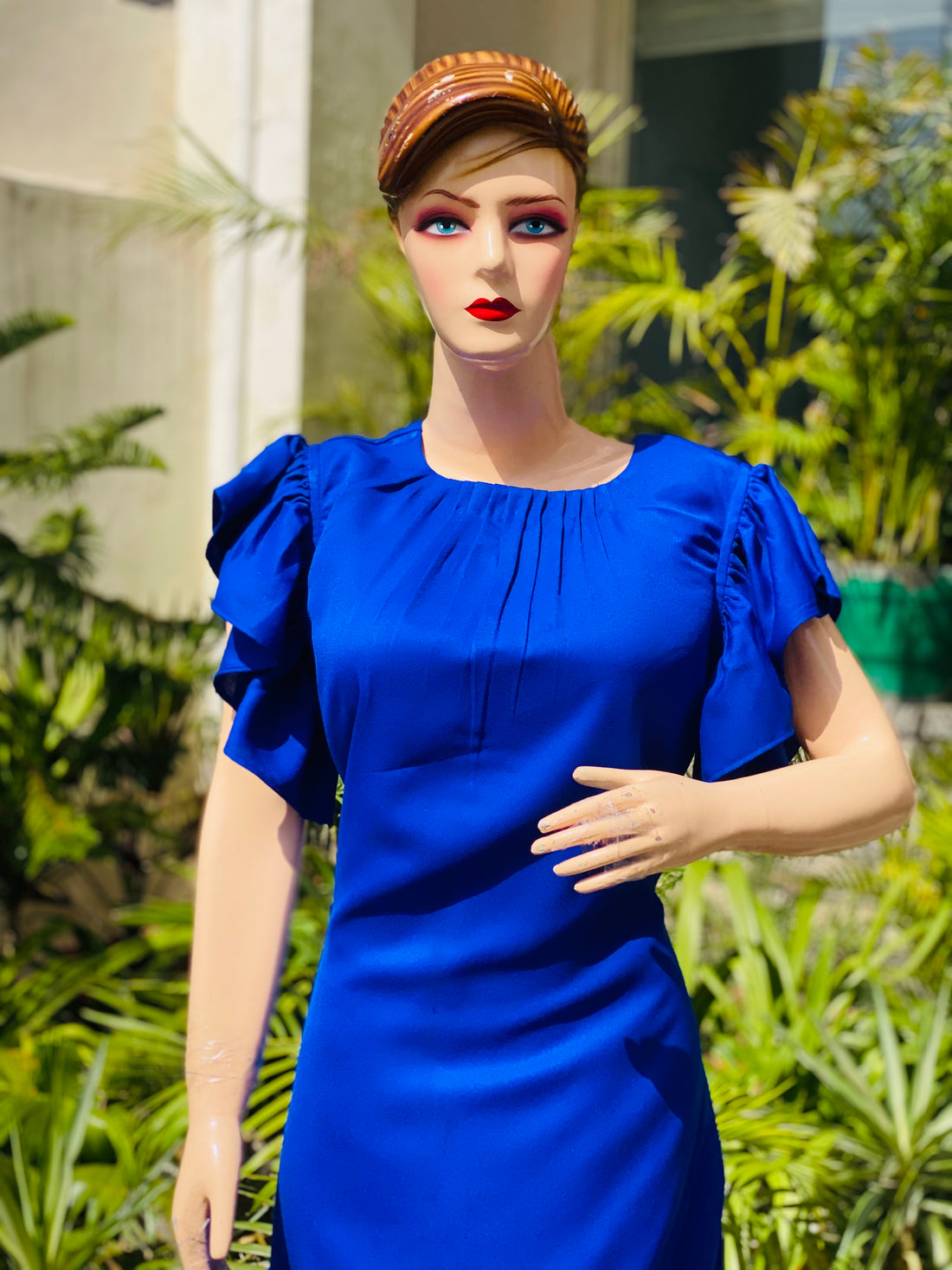Royal Blue Solid Designer Dress