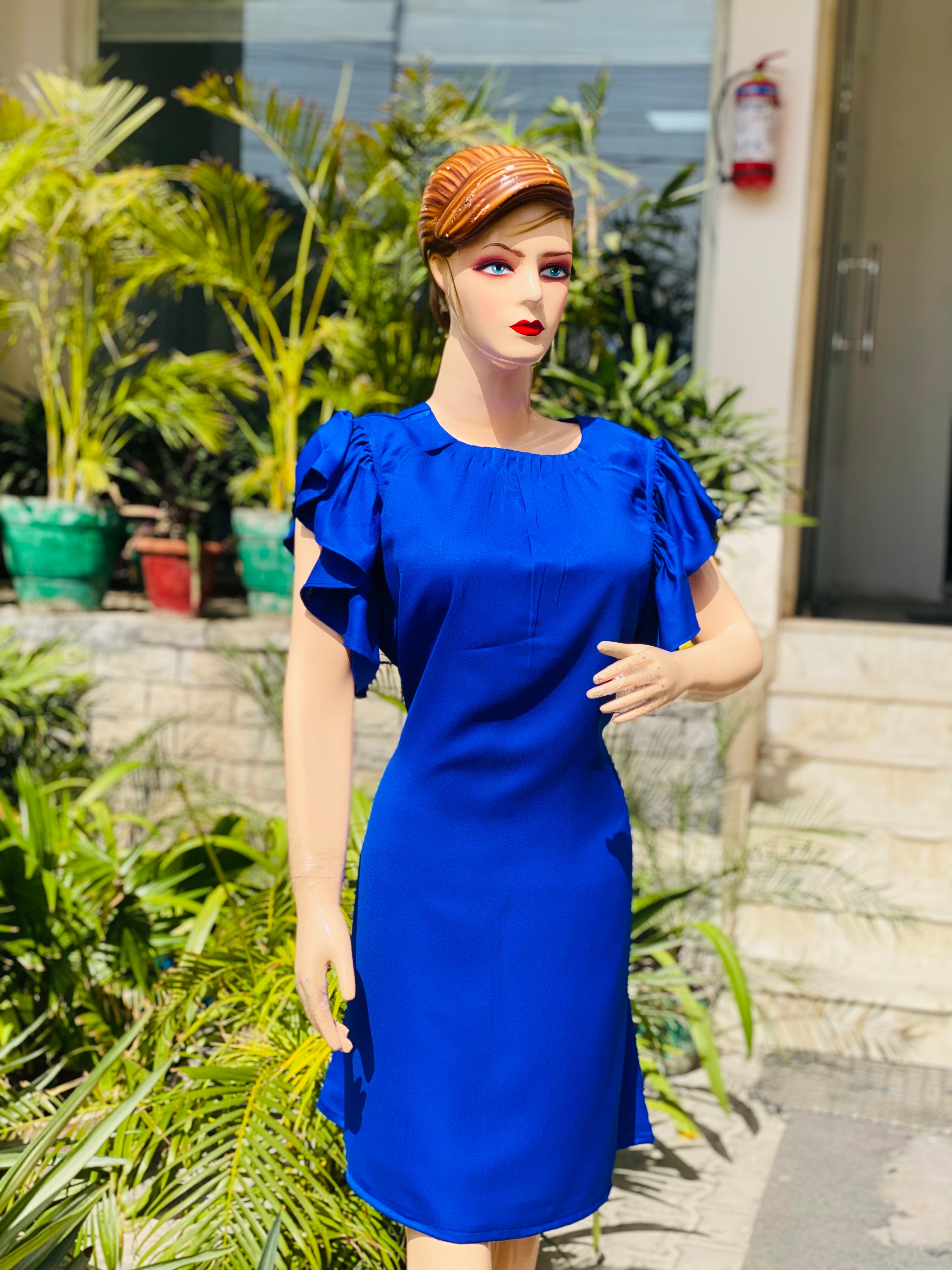 Royal Blue Solid Designer Dress