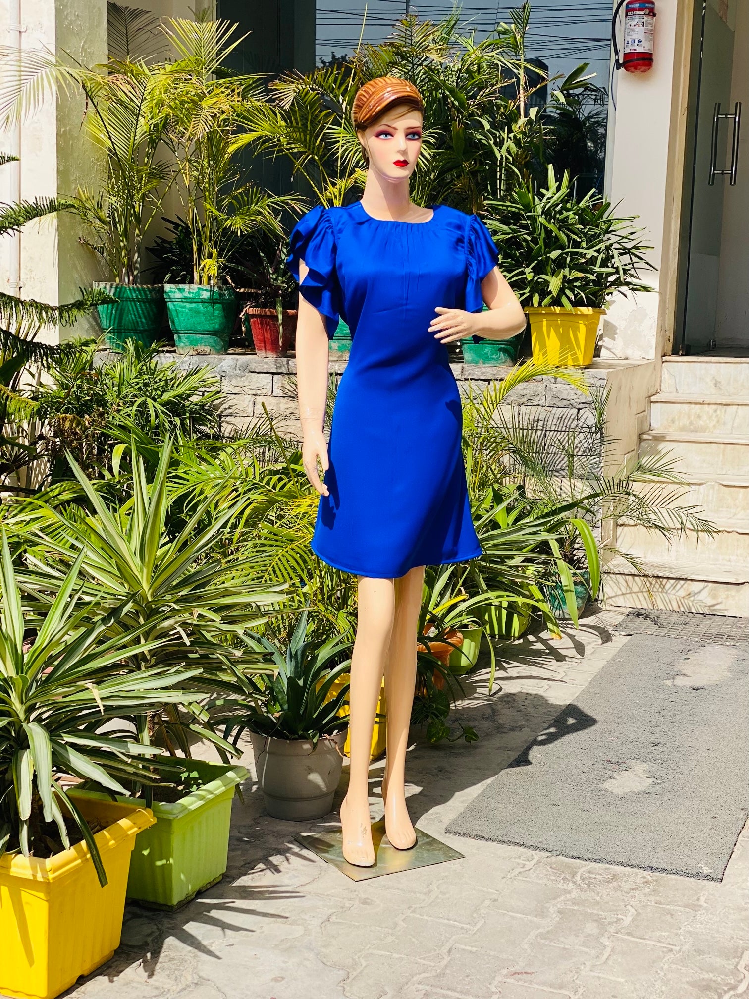 Royal Blue Solid Designer Dress