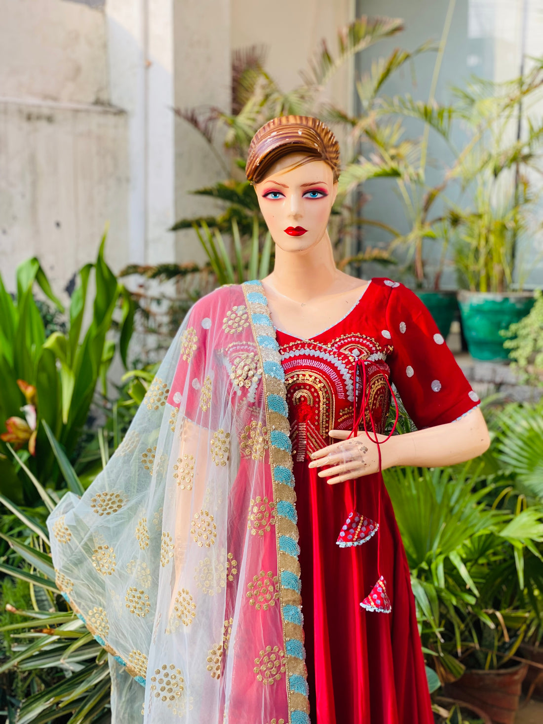 Maroon Anarkali With Dupatta