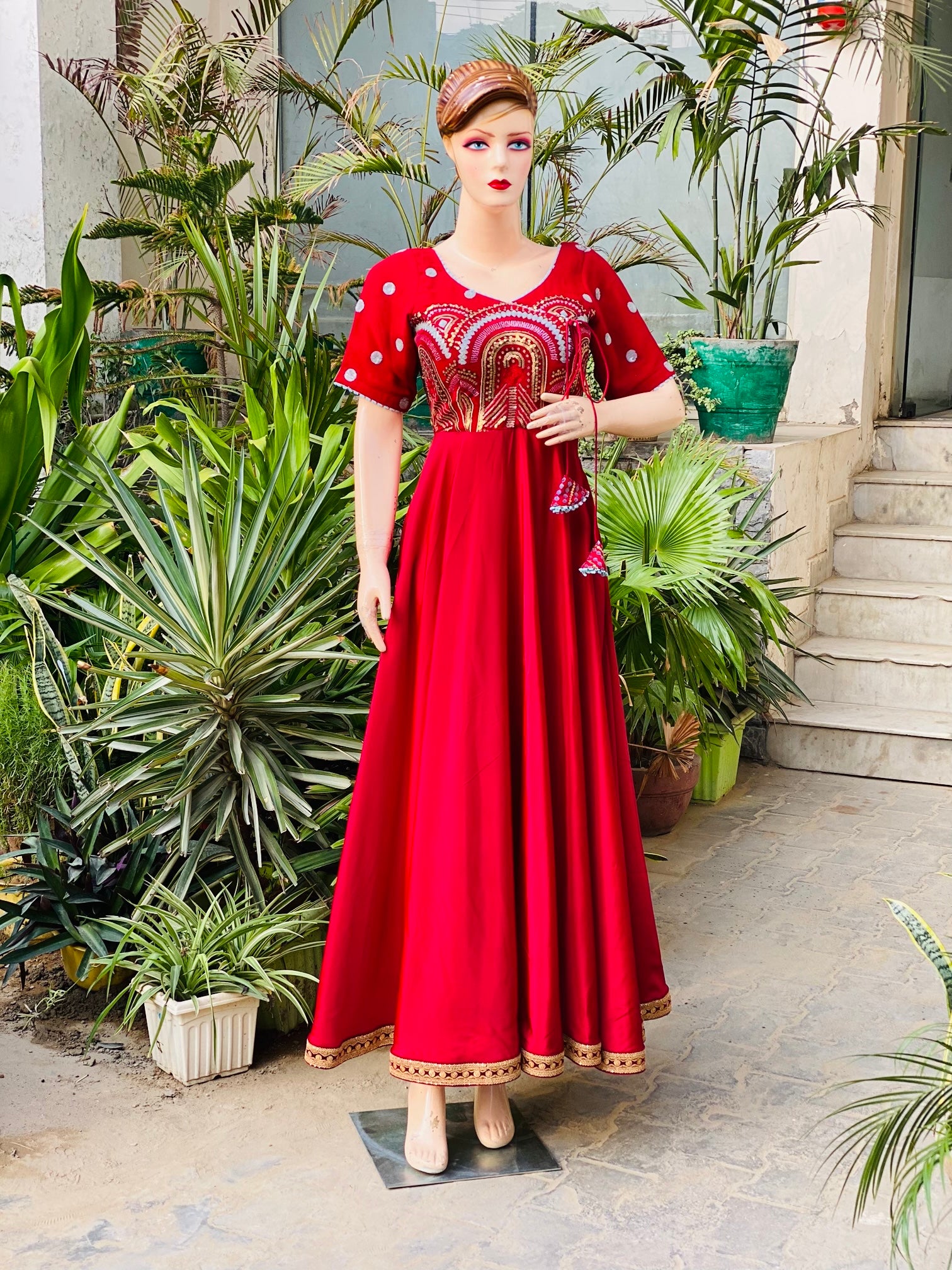 Maroon Anarkali With Dupatta
