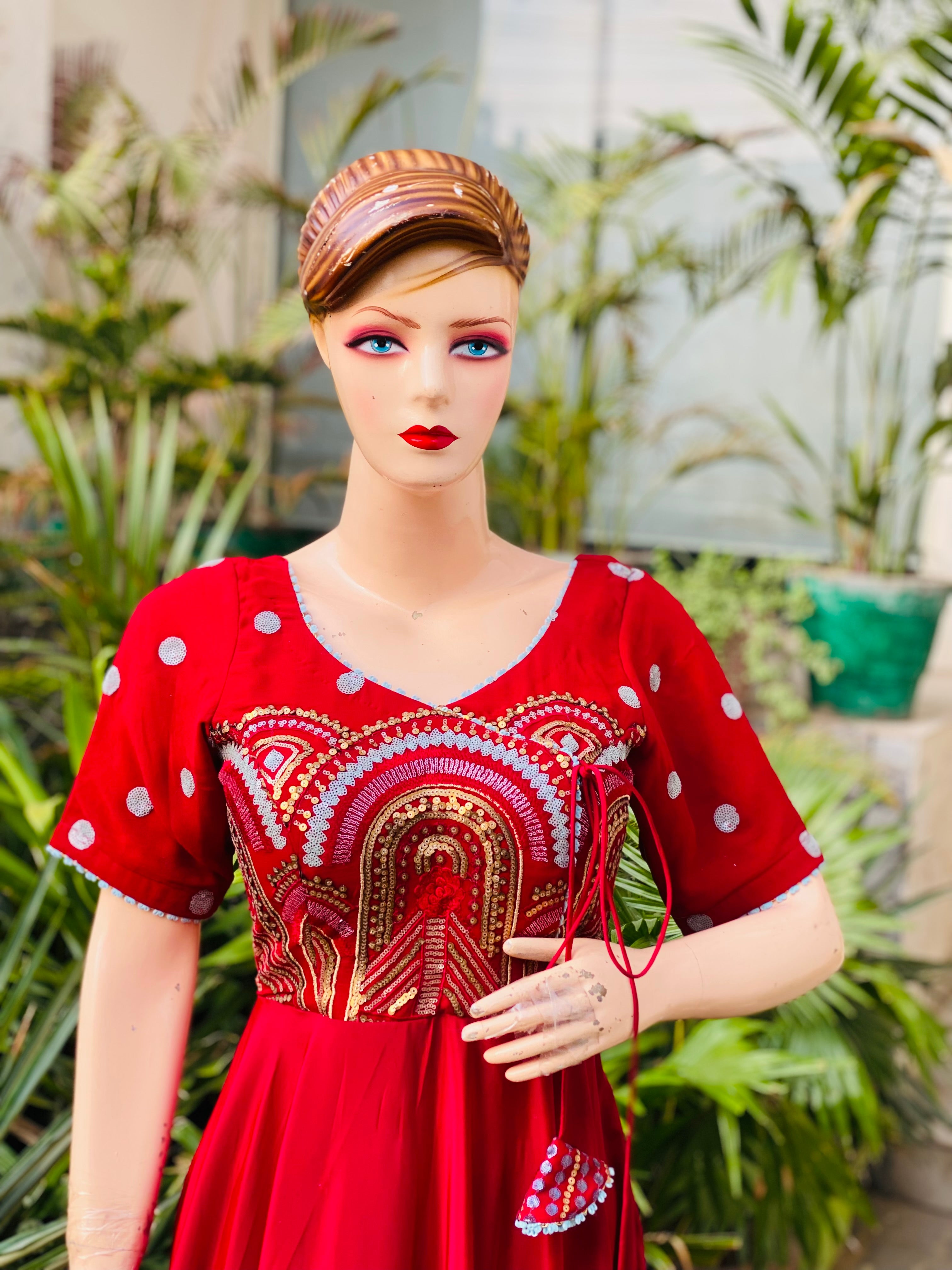 Maroon Anarkali With Dupatta