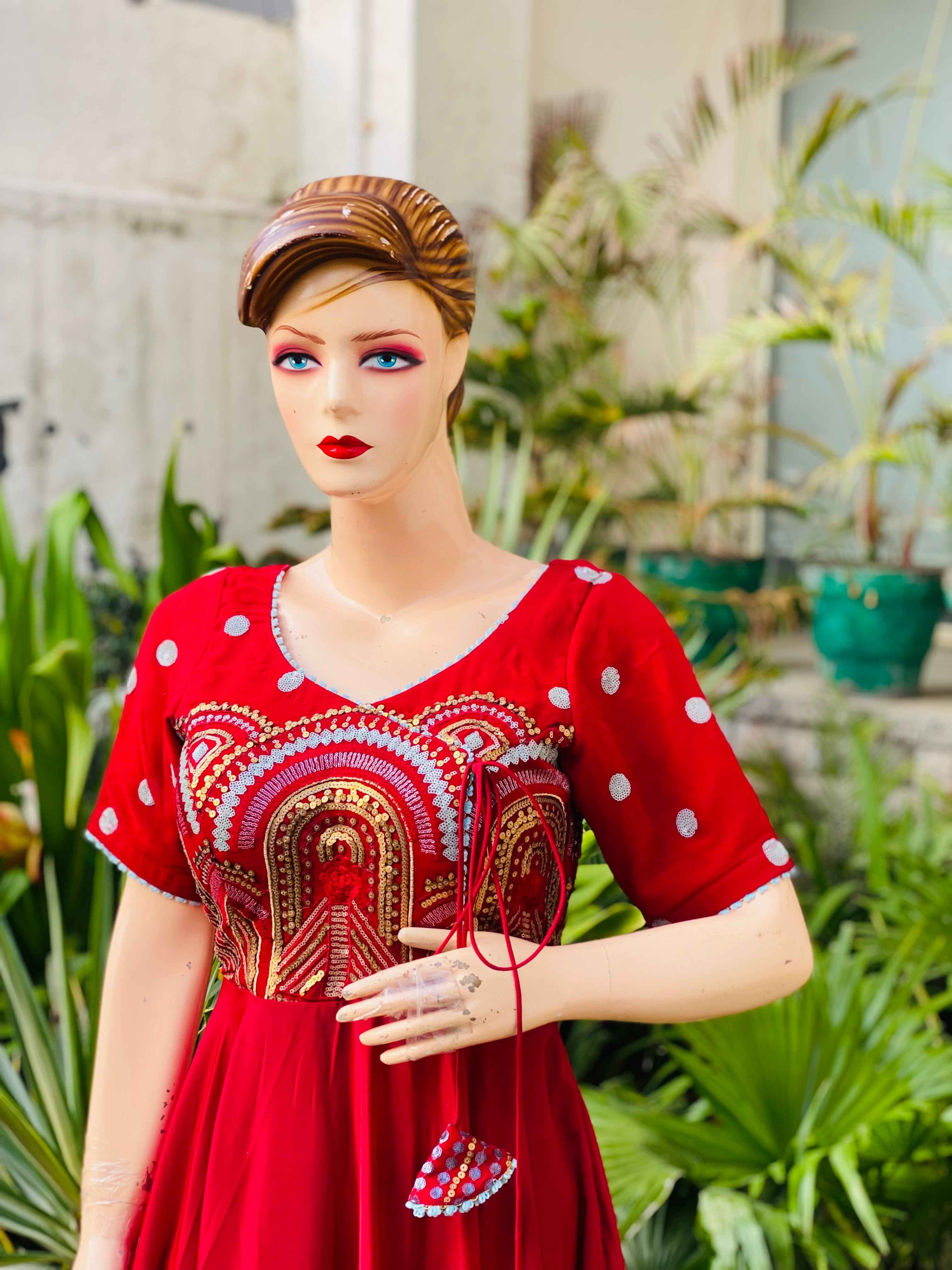 Maroon Anarkali With Dupatta