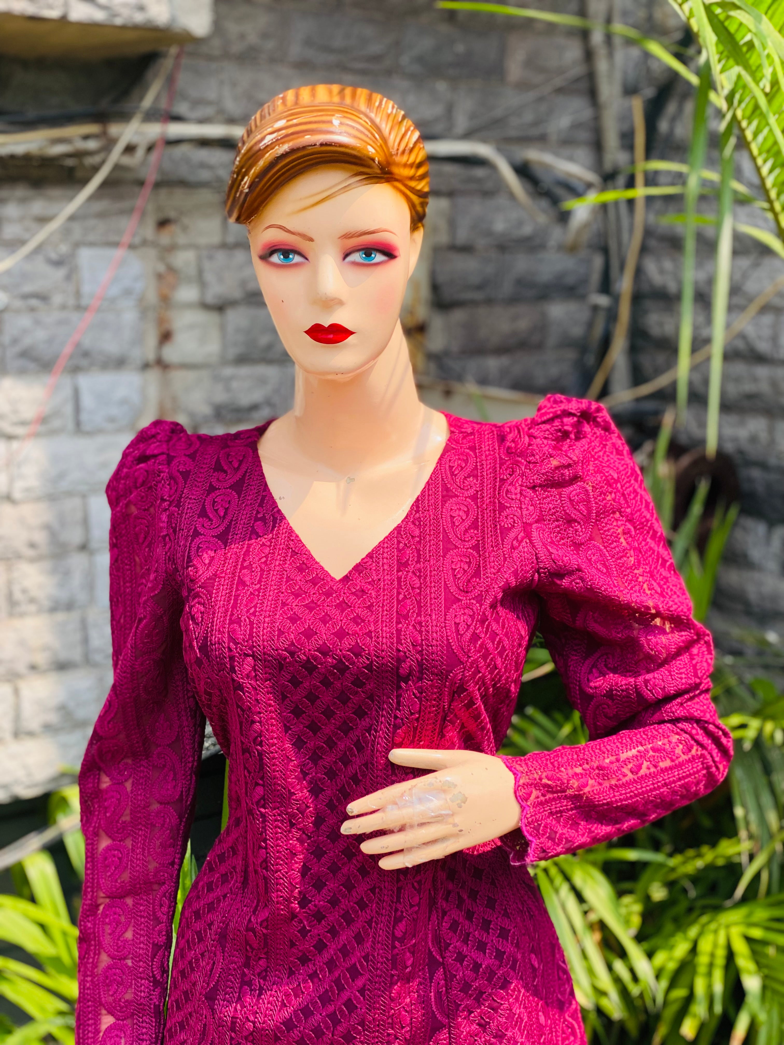 Wine Chikankari Co-Ord Set