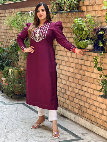 Wine Silk Kurti