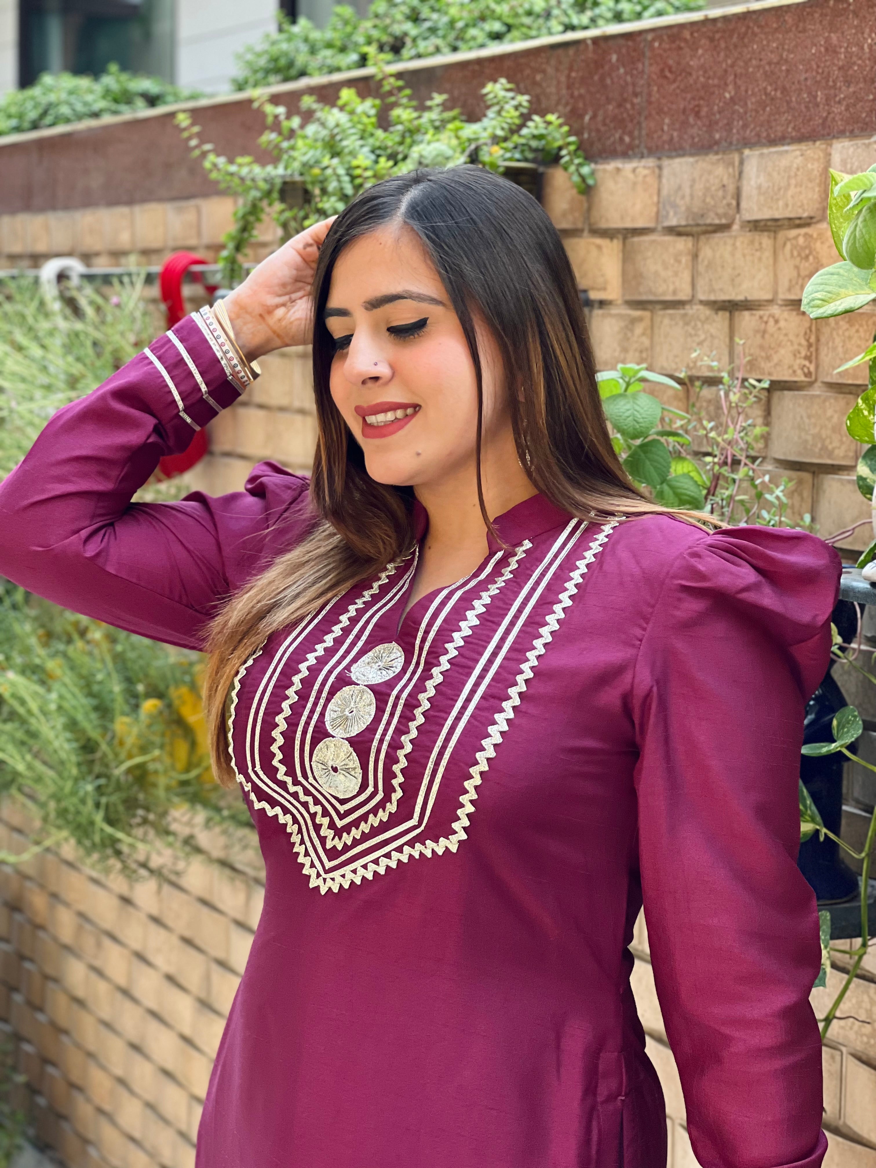 Wine Silk Kurti