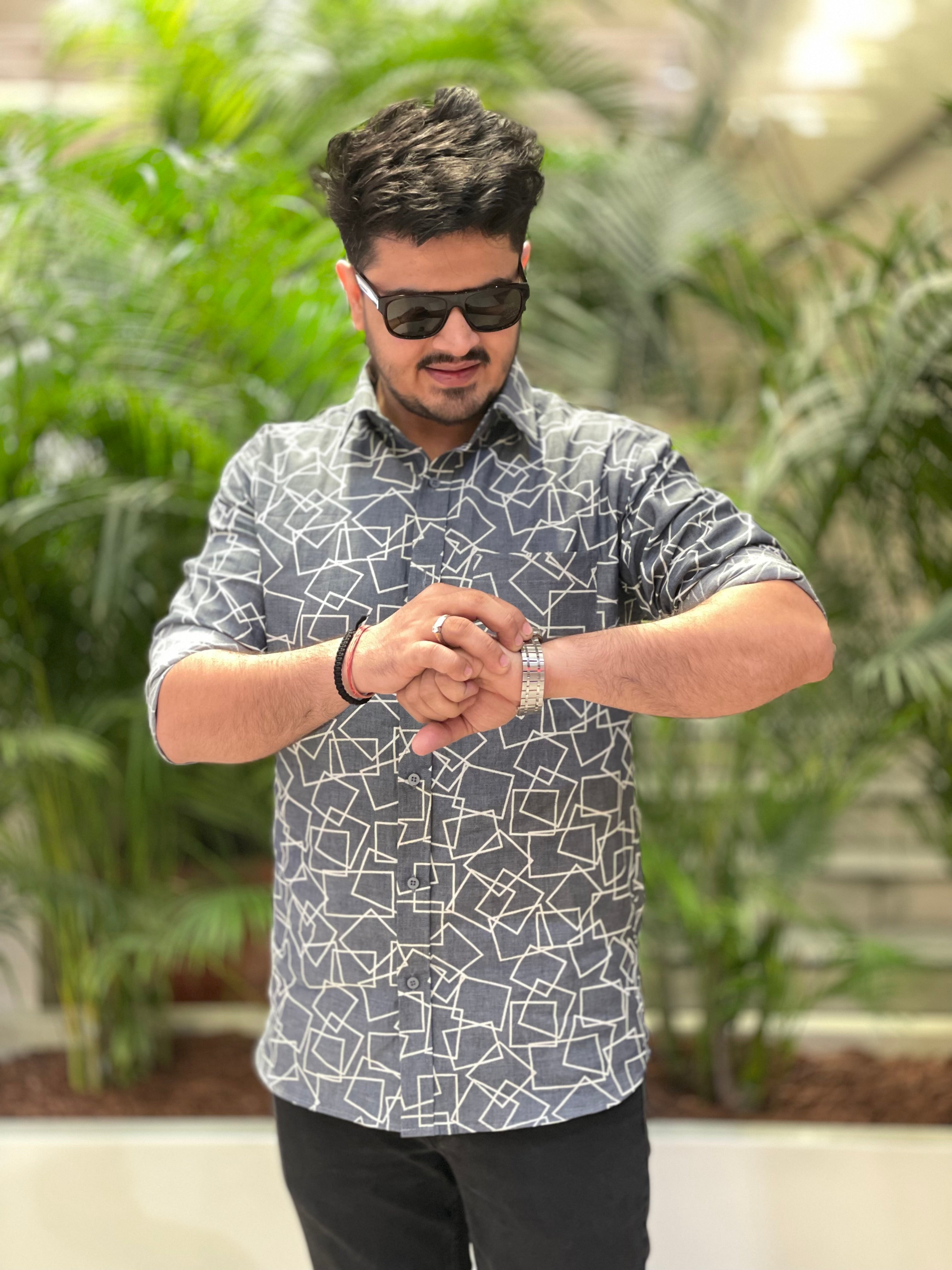 Grey Geometric Shirt