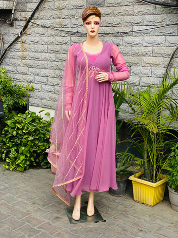 Mauve Anarkali with Dupatta