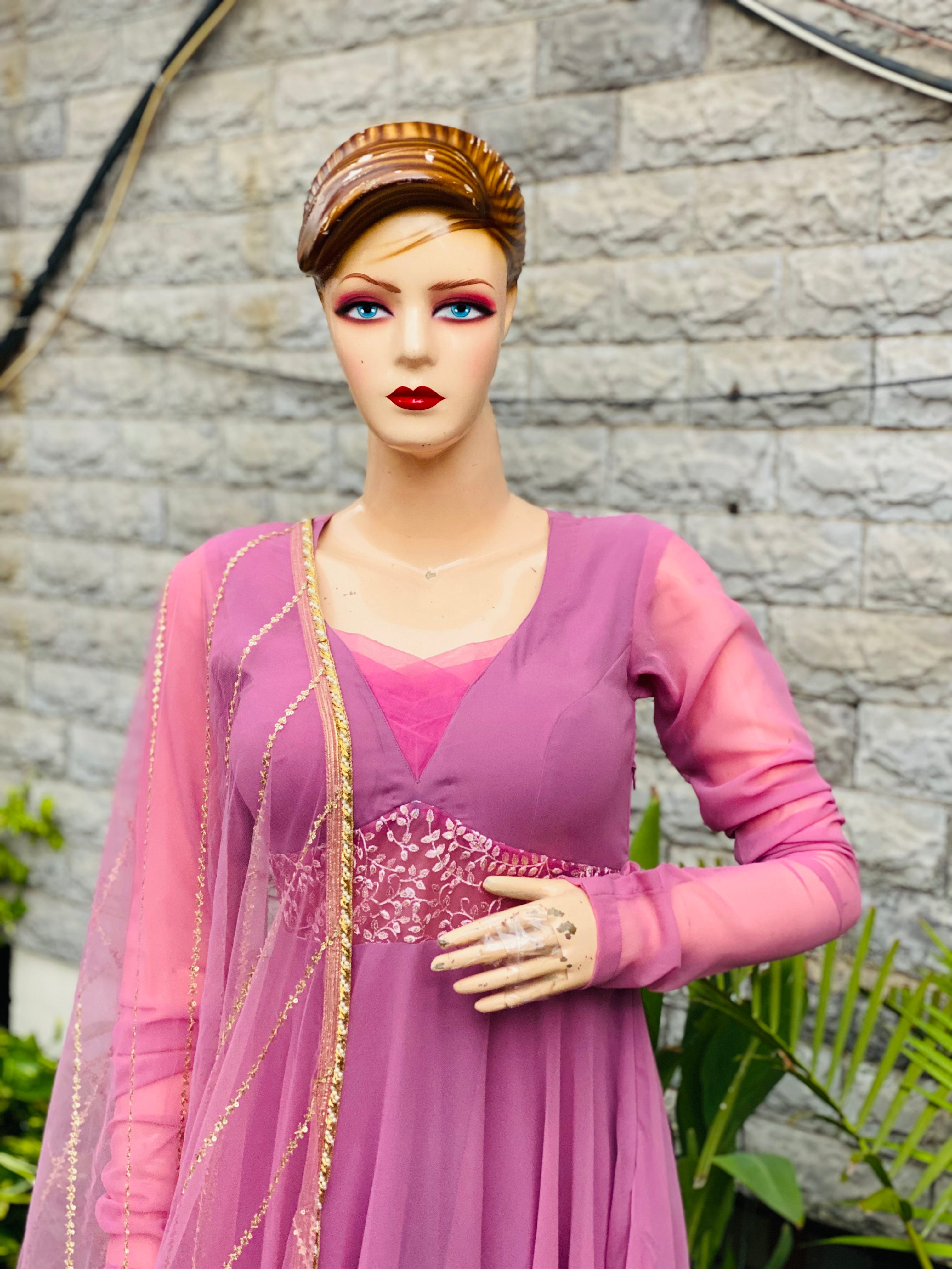 Mauve Anarkali with Dupatta