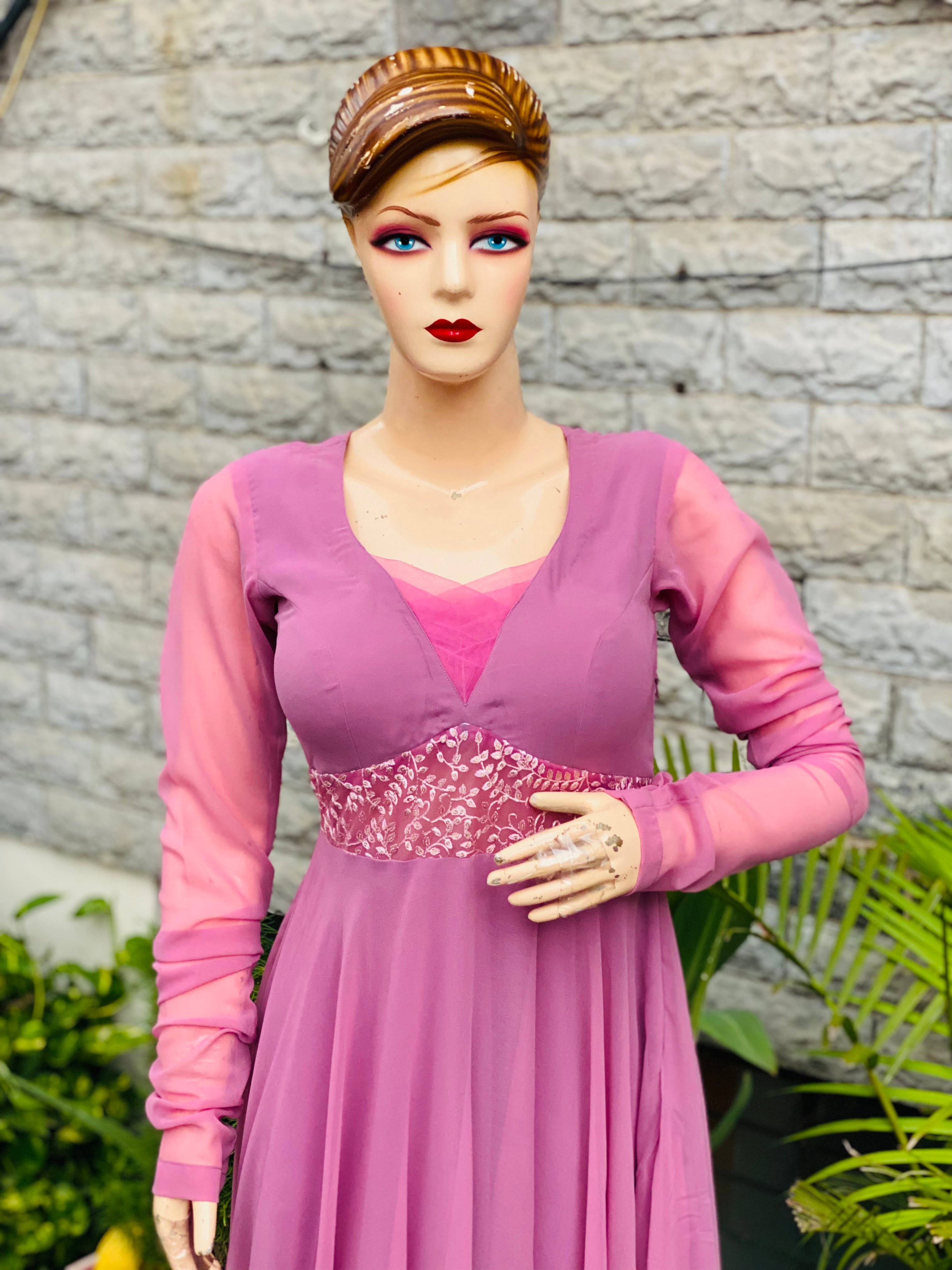 Mauve Anarkali with Dupatta