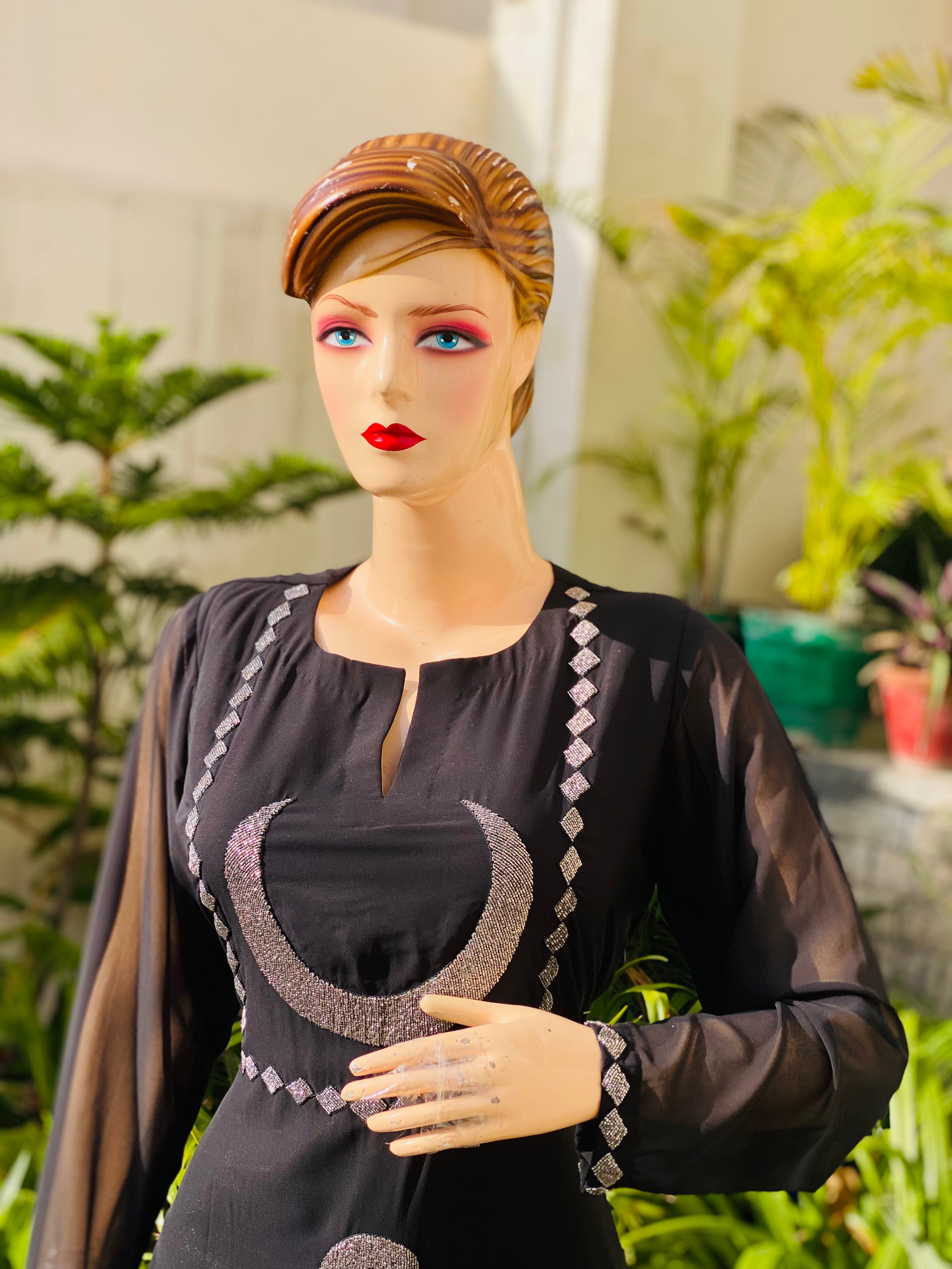 Black Embroidered Ethnic Maxi