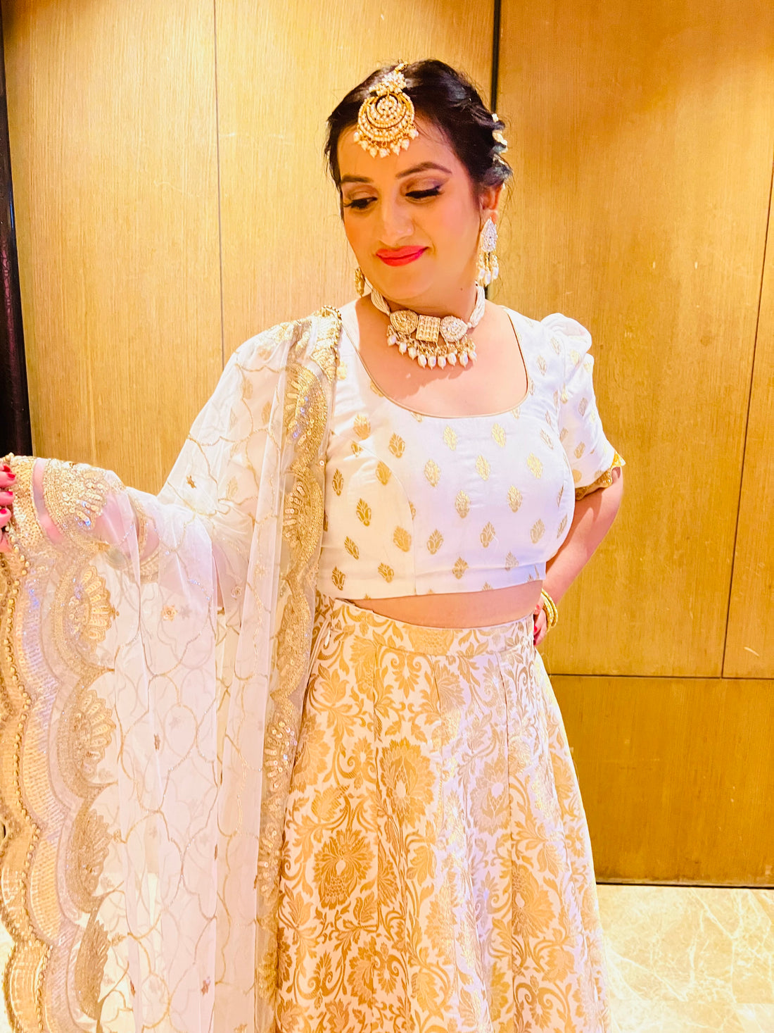 White Banarasi Lehenga