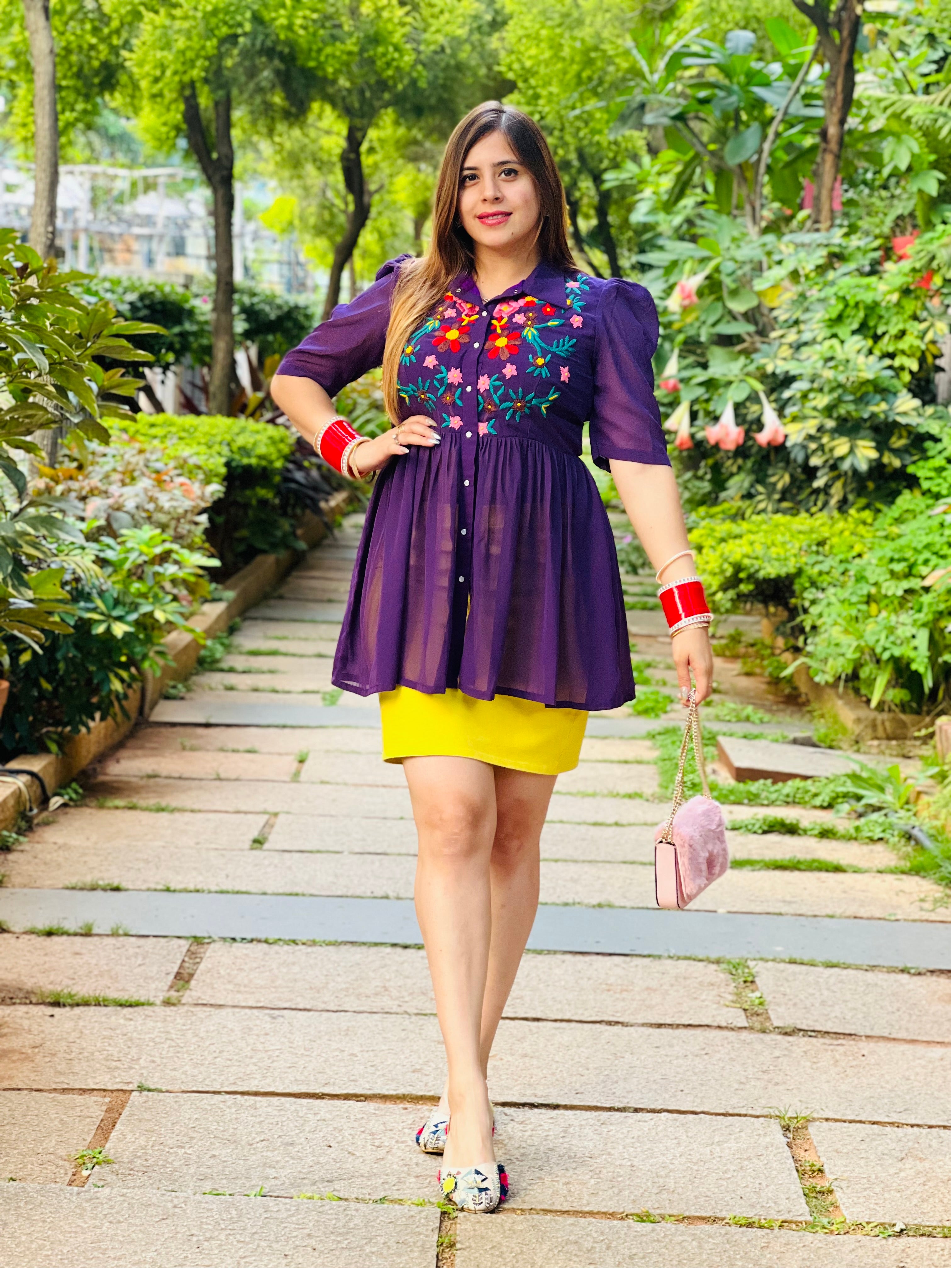 Purple Embroidered Top