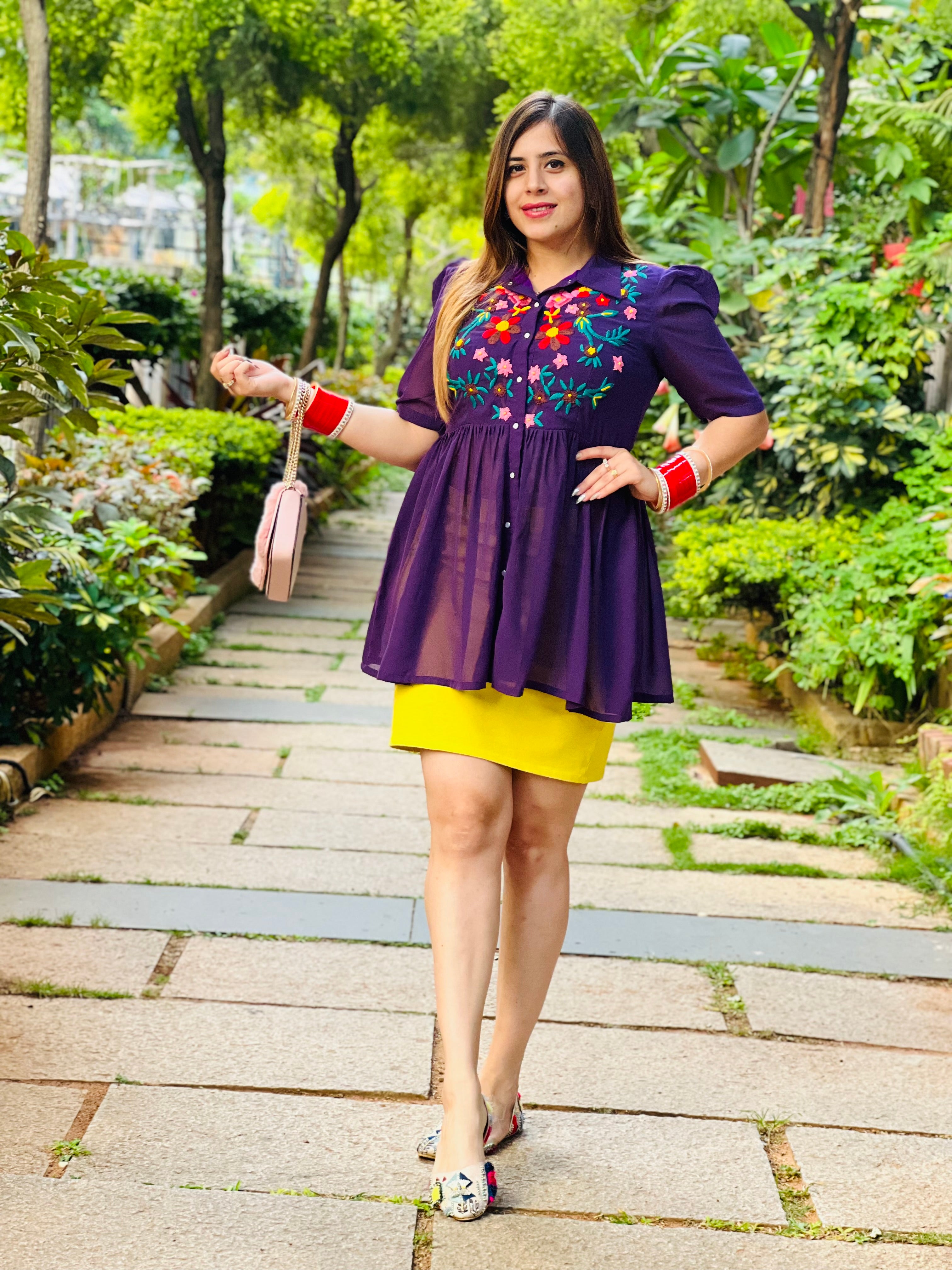 Purple Embroidered Top