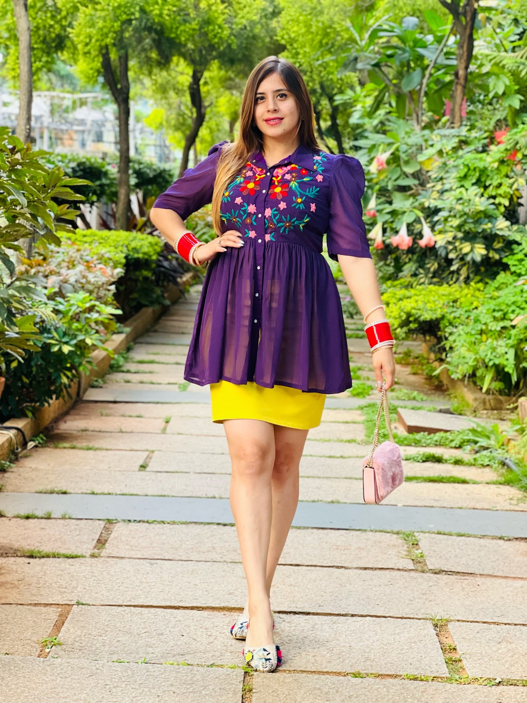 Purple Embroidered Top