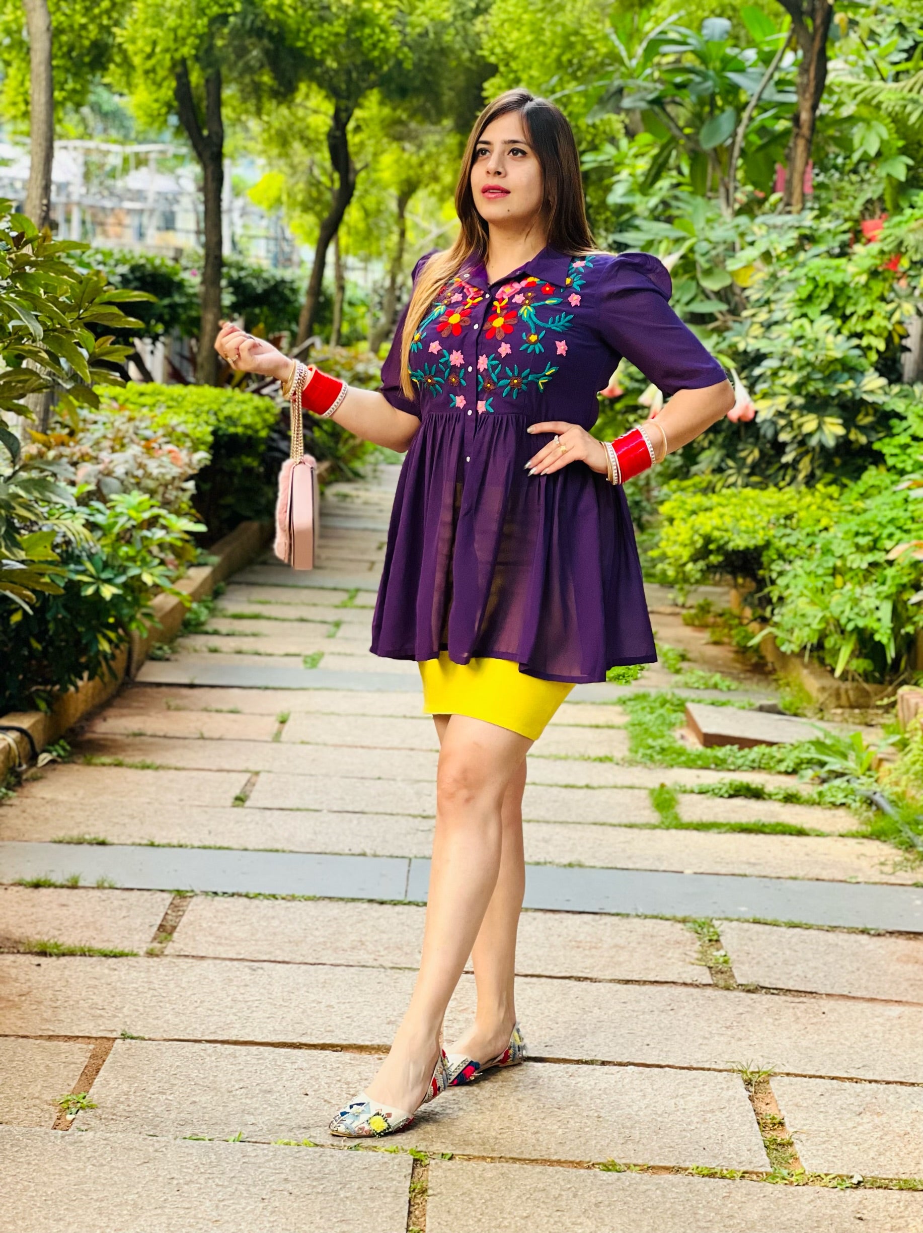 Purple Embroidered Top