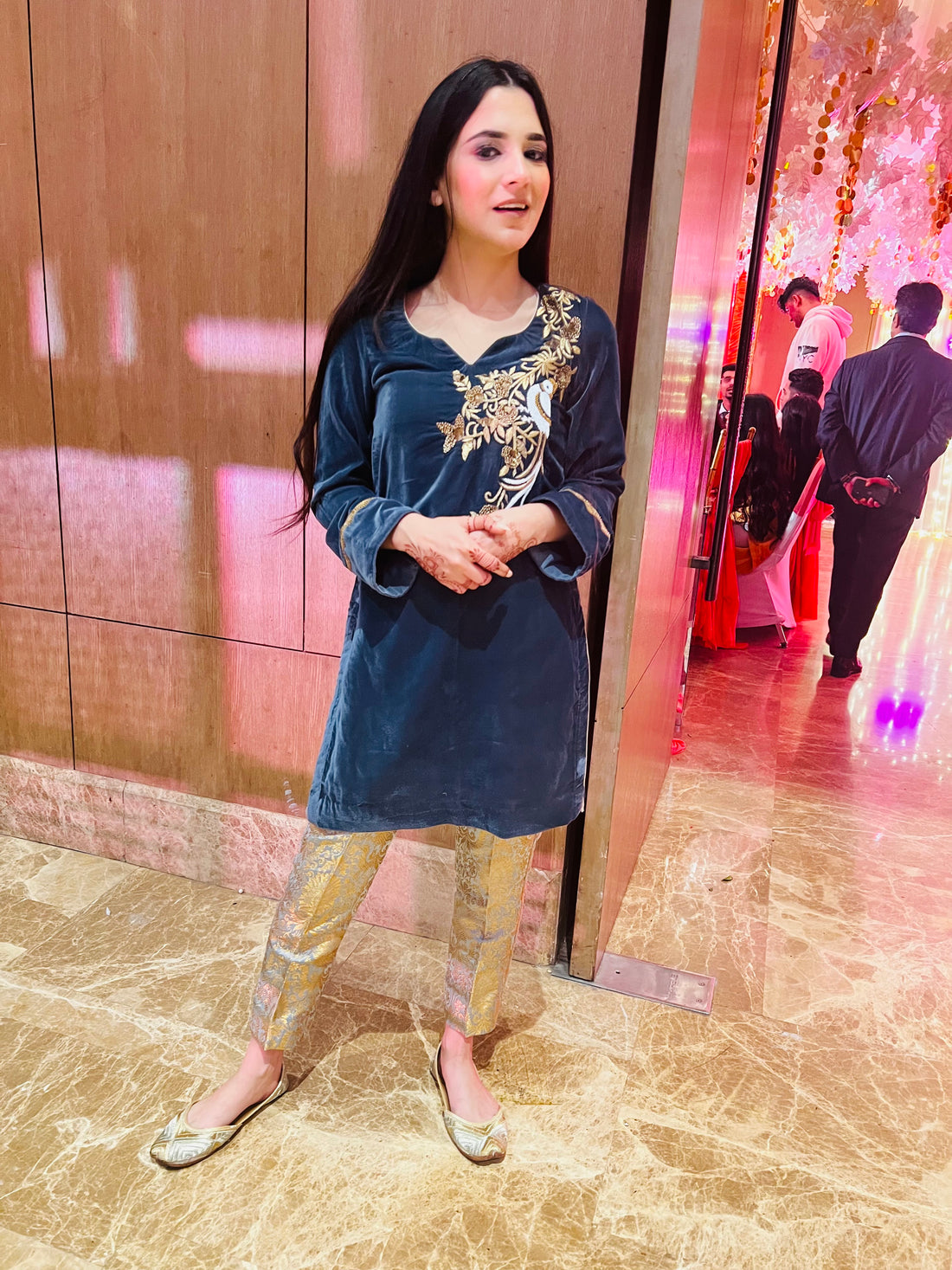 Grey & Golden Velvet Suit