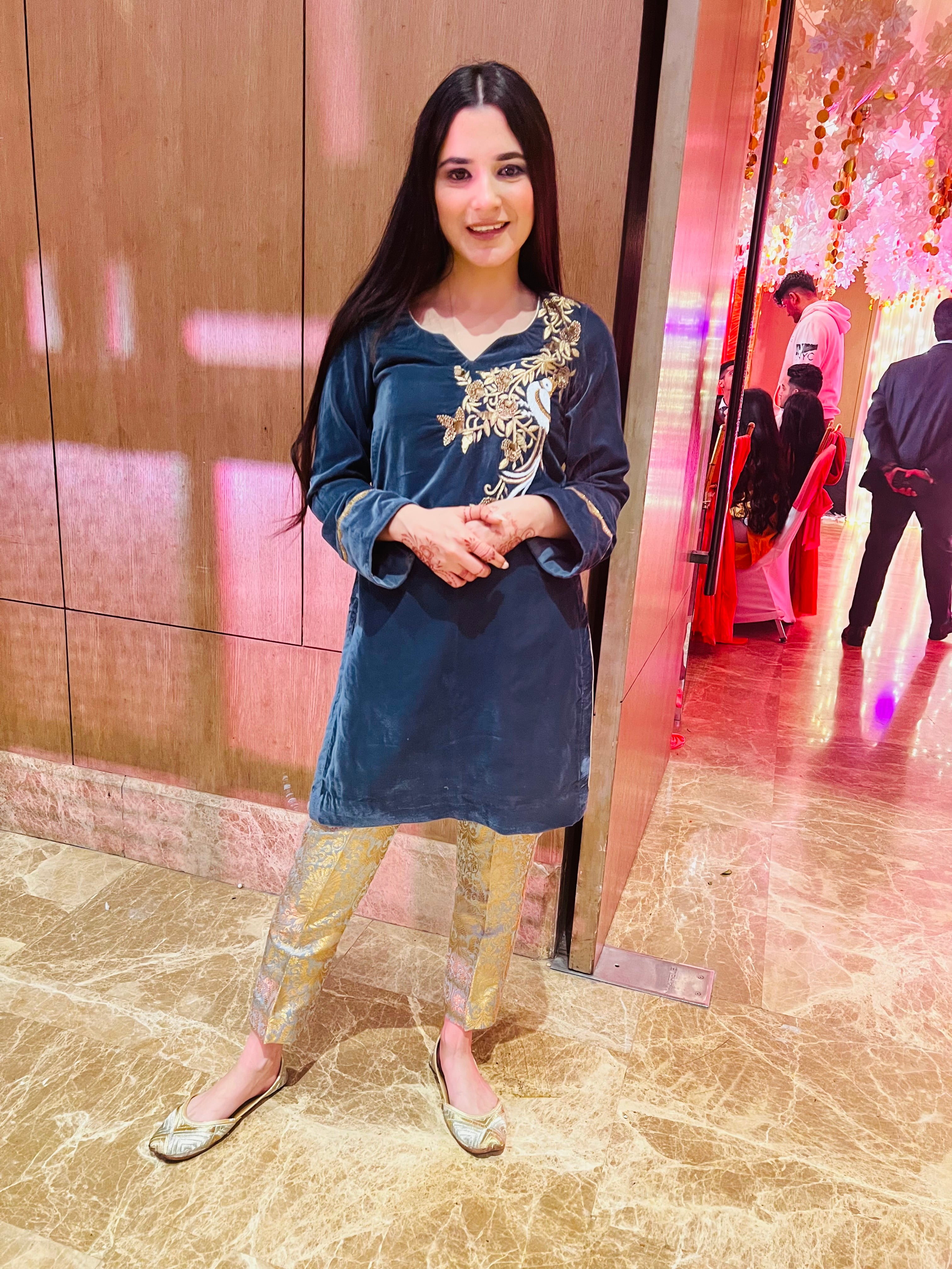 Grey & Golden Velvet Suit