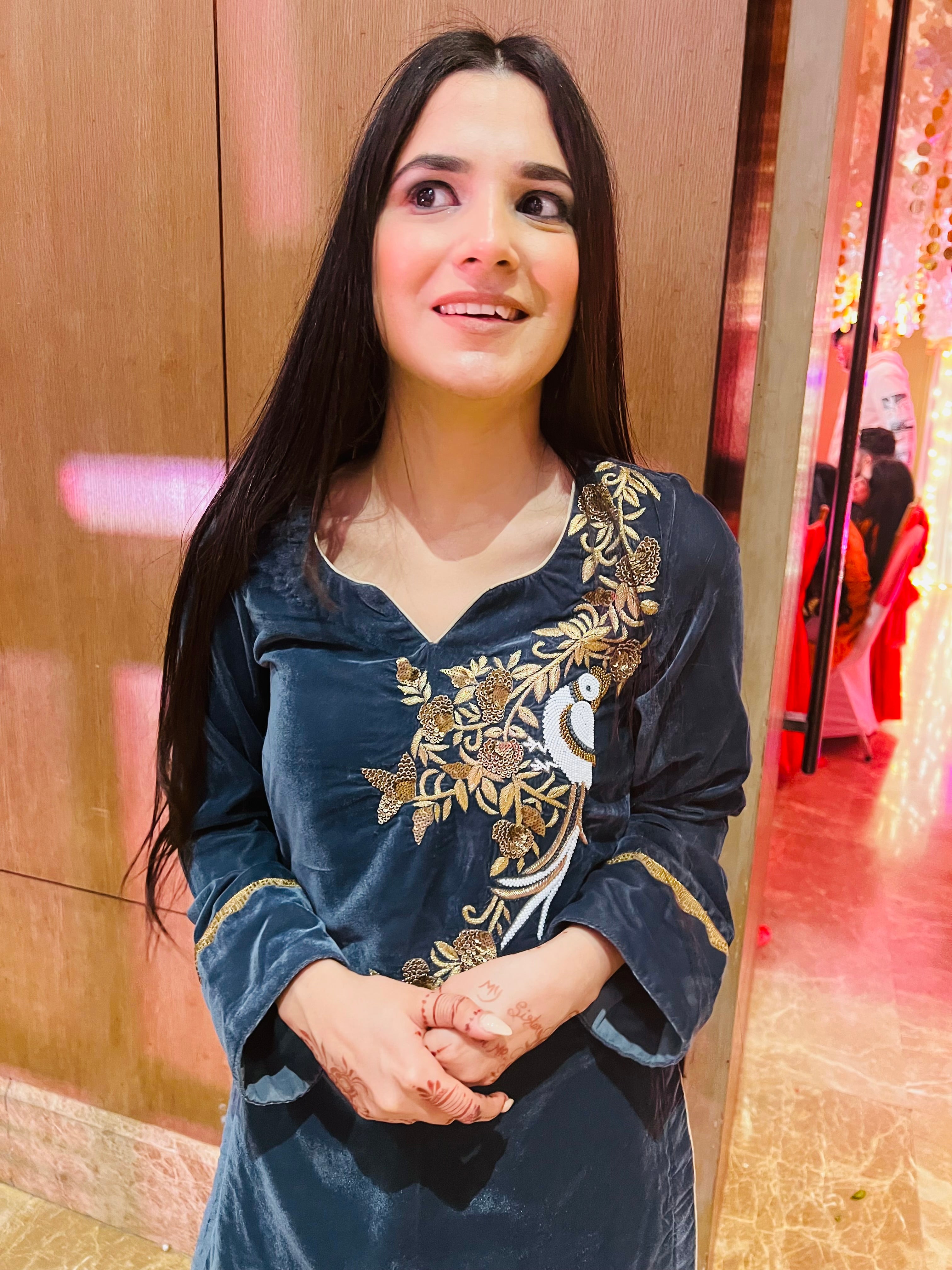 Grey & Golden Velvet Suit