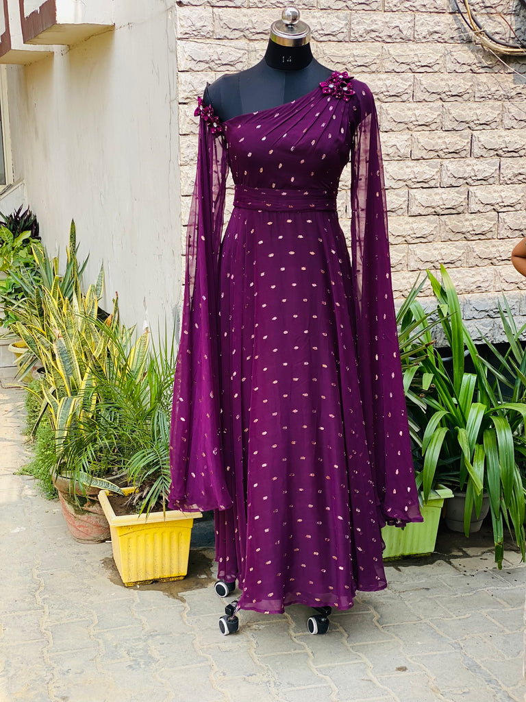 Purple Maternity Off-Shoulder Gown