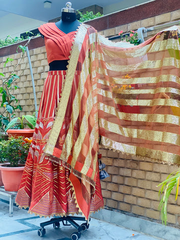 Rust Pure Georgette Lehenga