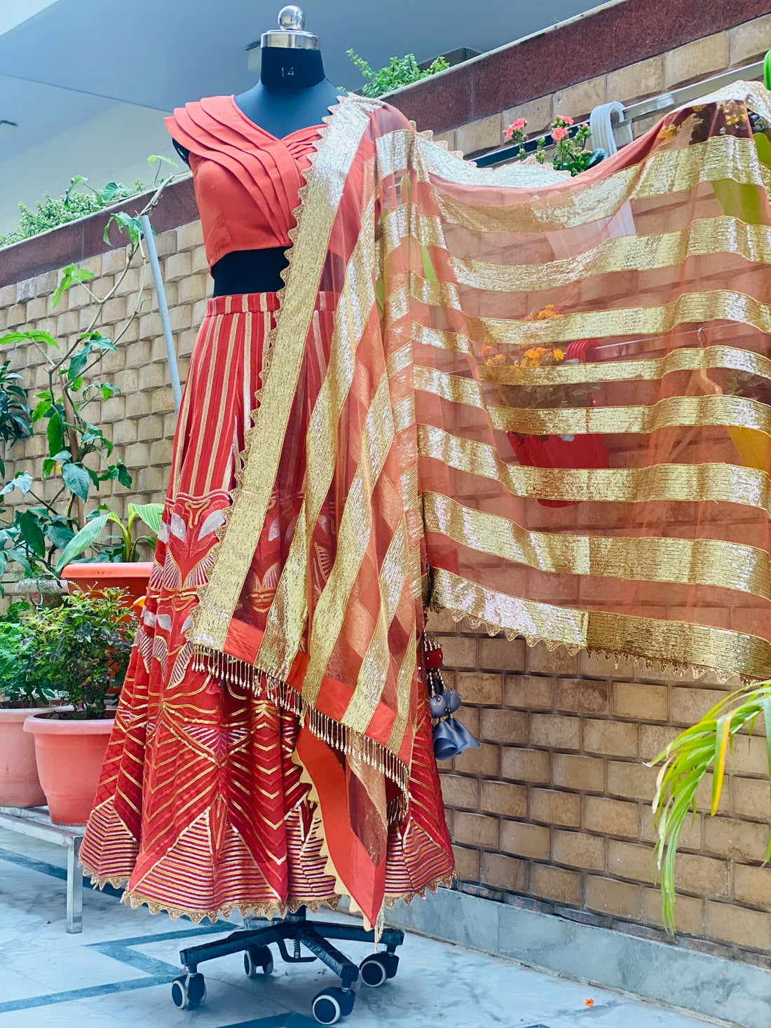 Rust Pure Georgette Lehenga